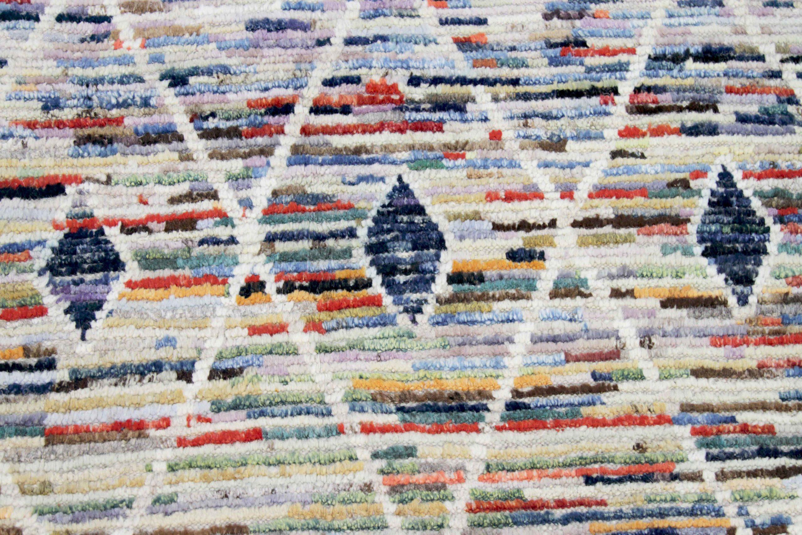 XX secolo Tappeti marocchini Afghanistan Circa 1990 - Lana Blu Marrone Avorio Design - 89887 in vendita