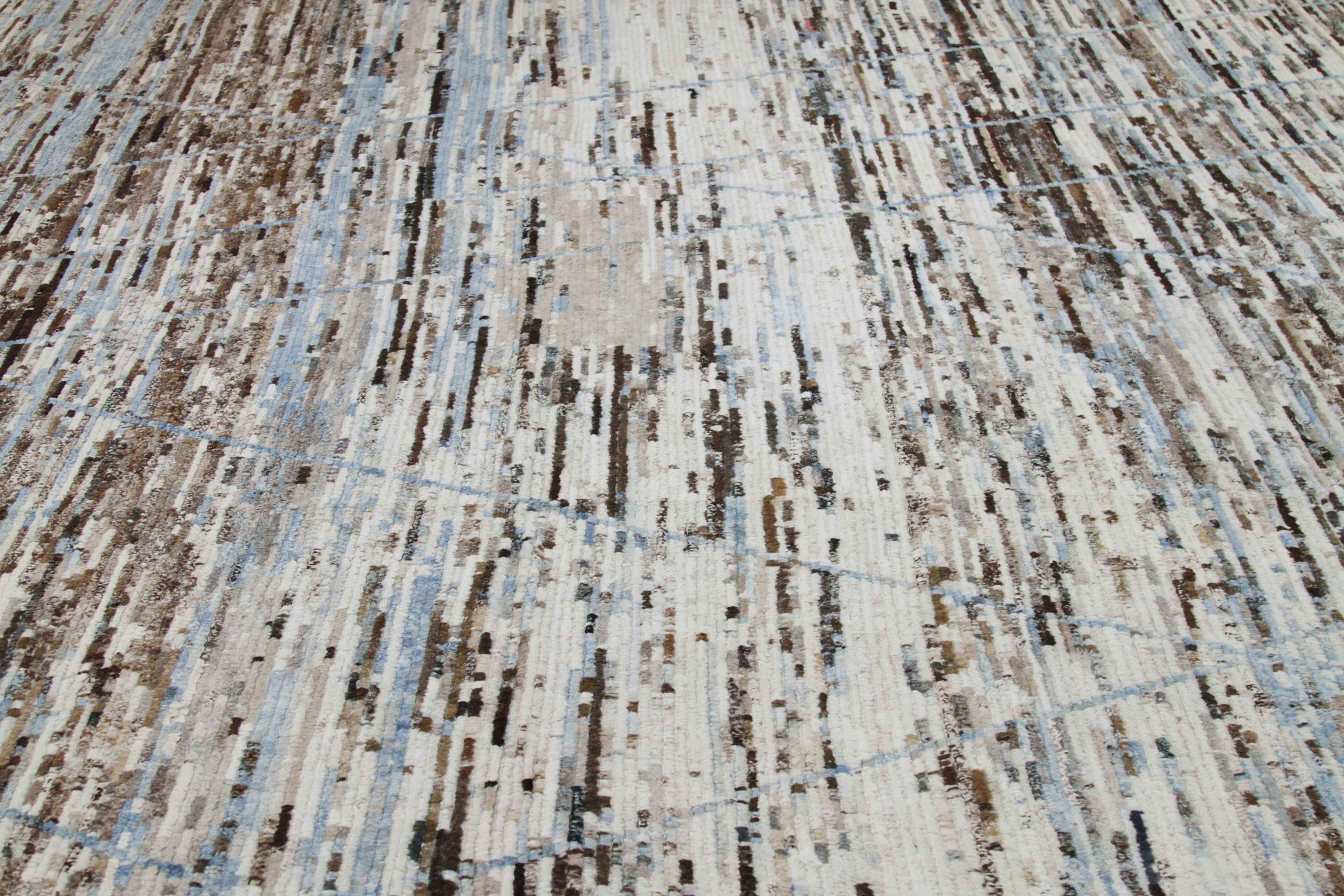 Afghanistan Tapis de zone marocain Circa 1990 - Laine Bleu Brown Design/One - 89910 Excellent état - En vente à Dallas, TX