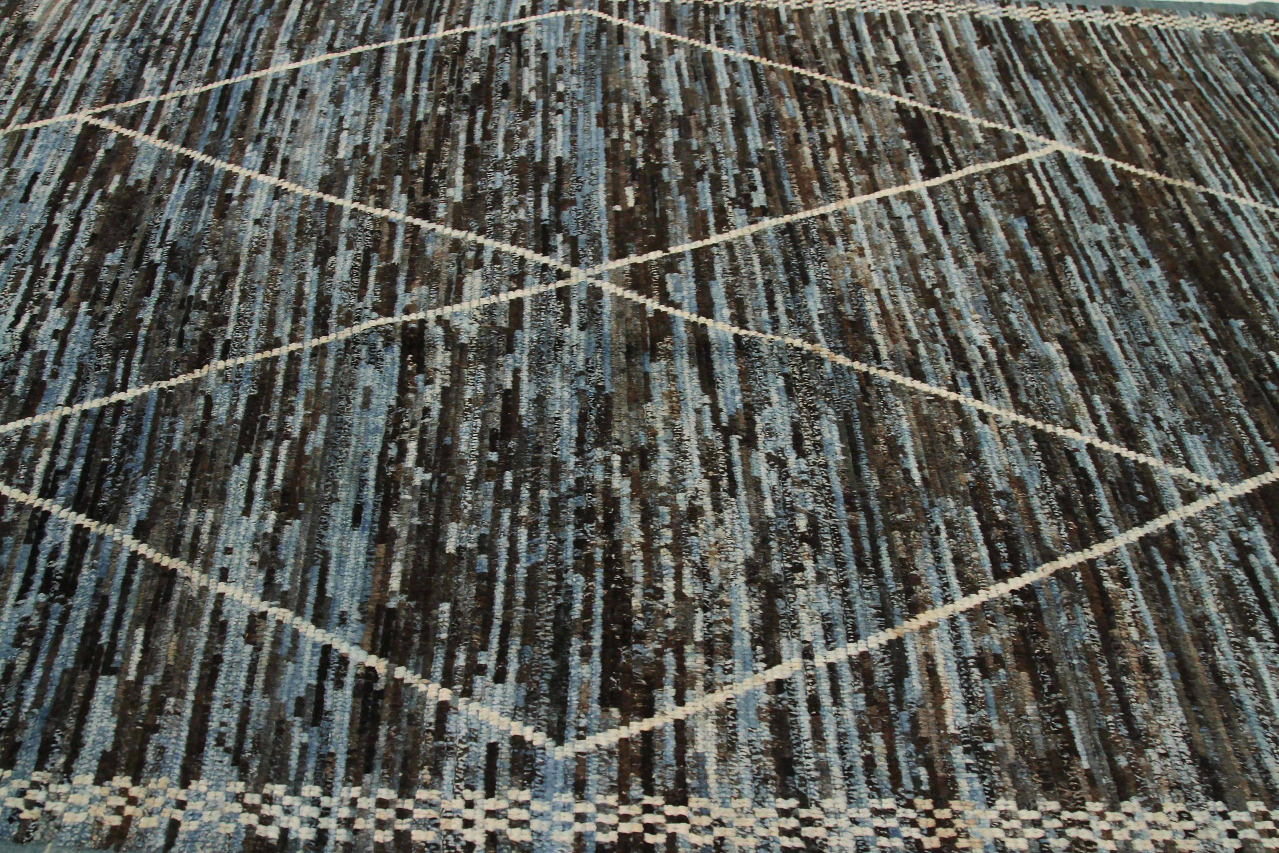 Afghano Tappeti marocchini Afghanistan Circa 1990 - Lana Blu Marrone Avorio Design - 90427 in vendita