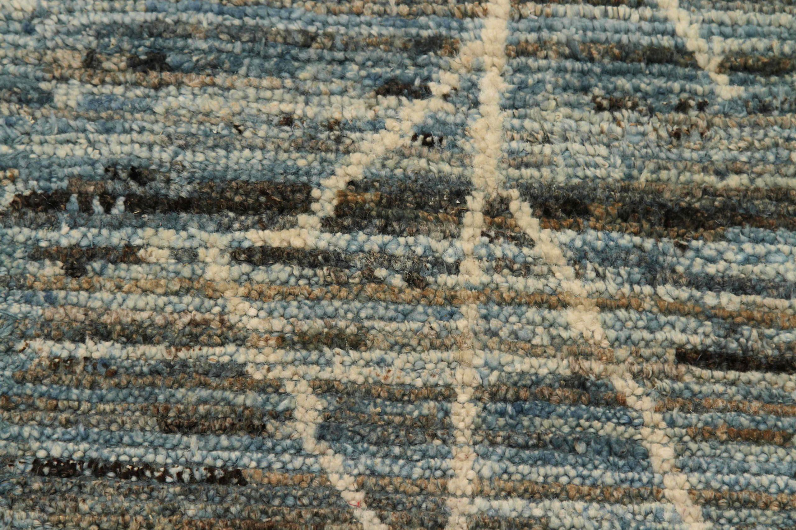 Afghanistan Moroccan Area Rugs Circa 1990 - Wool Blue Brown Ivory Design - 90441 For Sale 1
