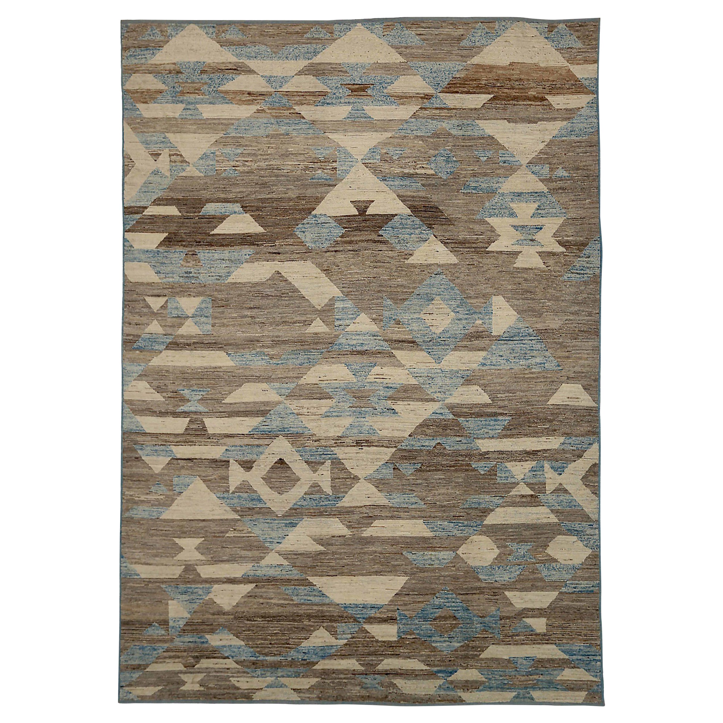 Tappeti marocchini Afghanistan Circa 1990 - Lana Blu Marrone Avorio Design - 90564