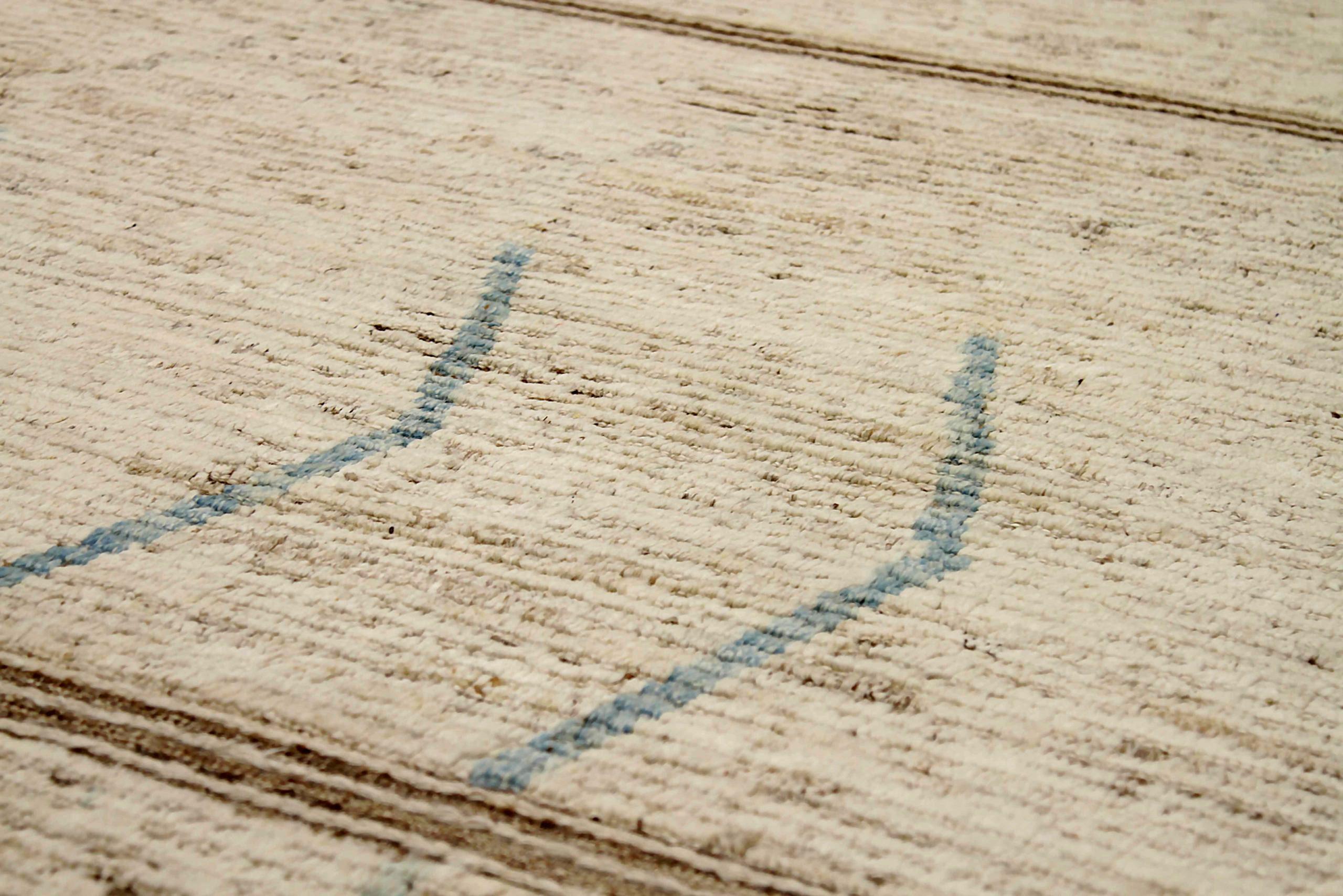 Tappeti marocchini Afghanistan Circa 1990 - Lana Blu Marrone Avorio Design - 90571 In condizioni ottime in vendita a Dallas, TX