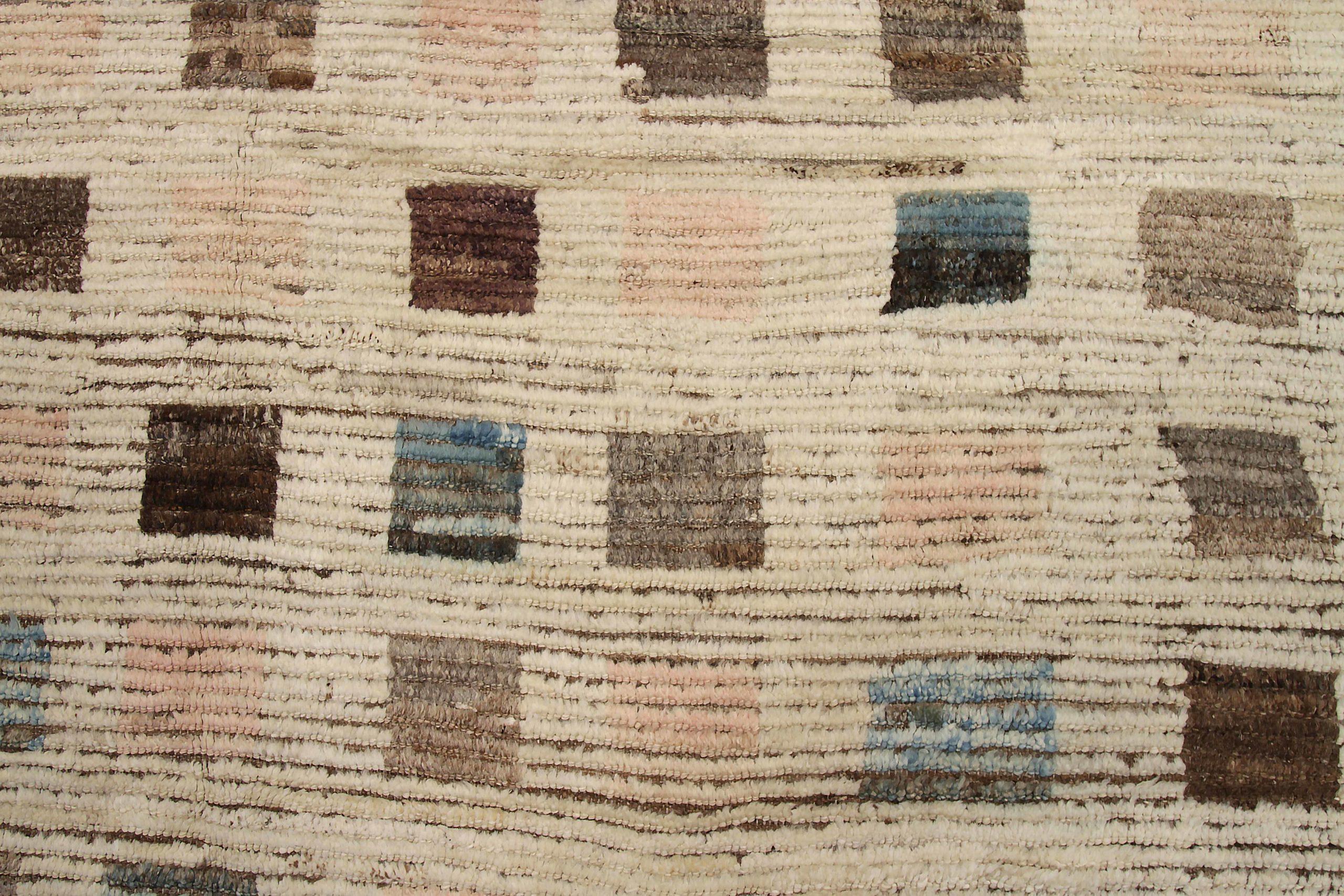 Tappeti marocchini Afghanistan Circa 1990 - Lana Blu Marrone Avorio Rosa - 92255 In condizioni ottime in vendita a Dallas, TX