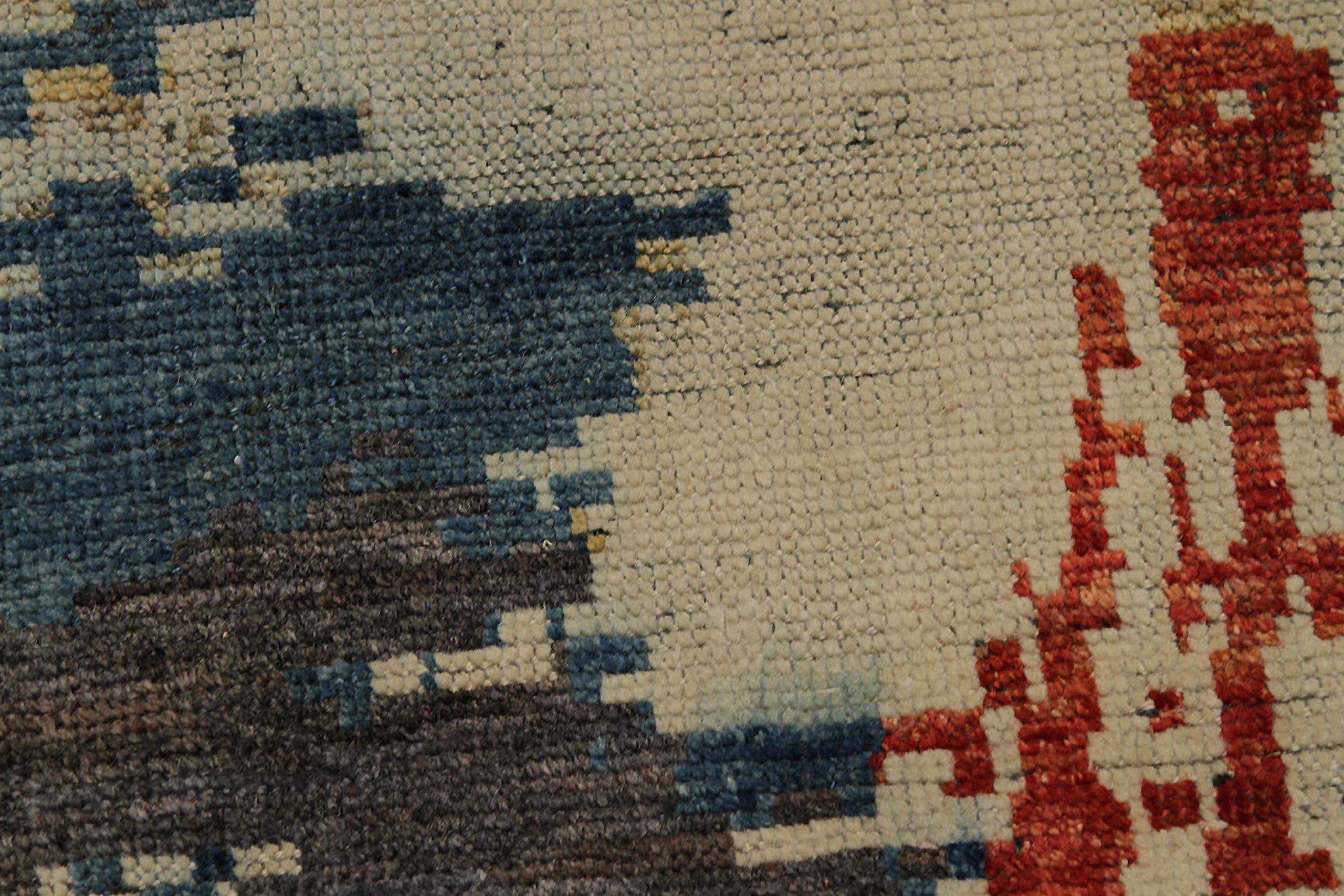 Tappeti marocchini Afghanistan Circa 1990 - Lana Blu Marrone Avorio Rosso - 90396 In condizioni ottime in vendita a Dallas, TX