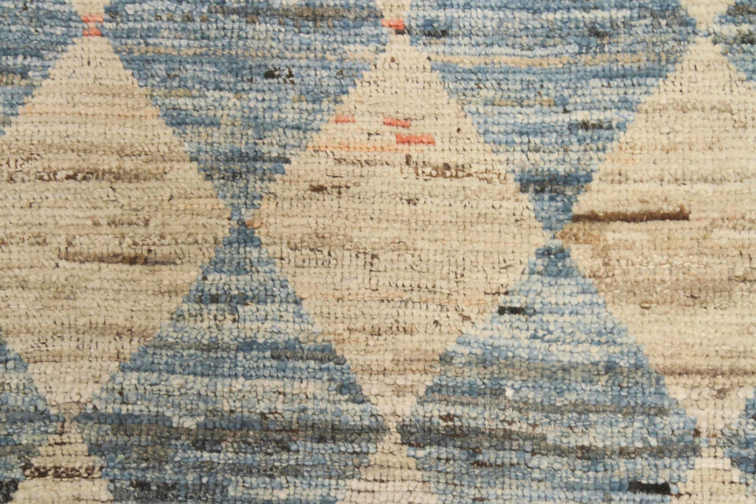 Afghanistan Moroccan Area Rugs Circa 1990 - Wool Blue Gray Ivory Taupe - 90448 For Sale 1