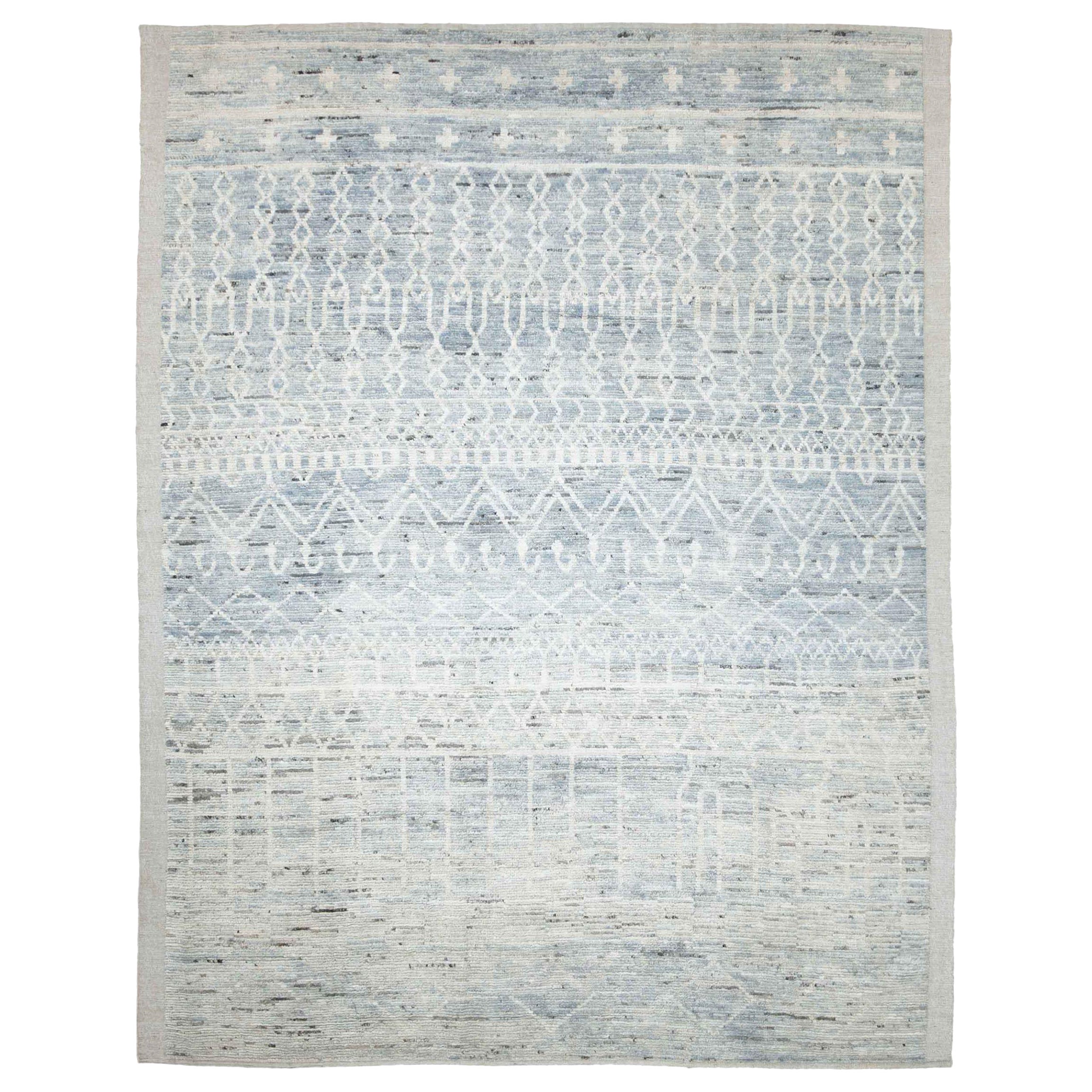 Tappeti marocchini Afghanistan Circa 1990 - Lana Blu Avorio Design - 89785