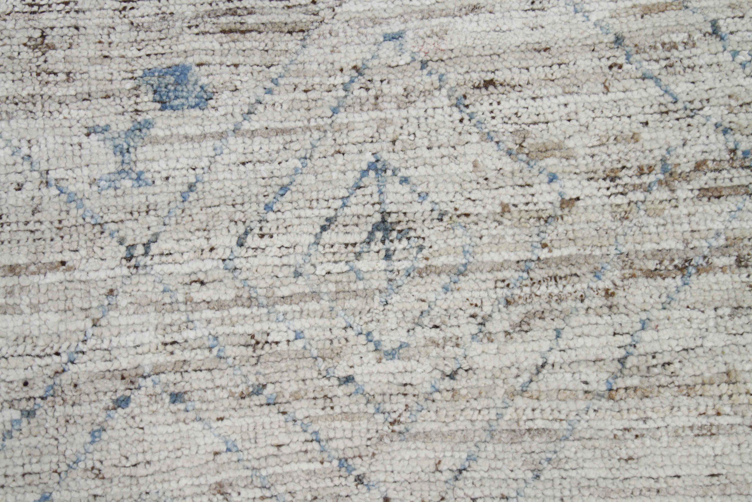Afghanistan Moroccan Area Rugs Circa 1990 - Wool Blue Ivory Design - 89803 For Sale 1