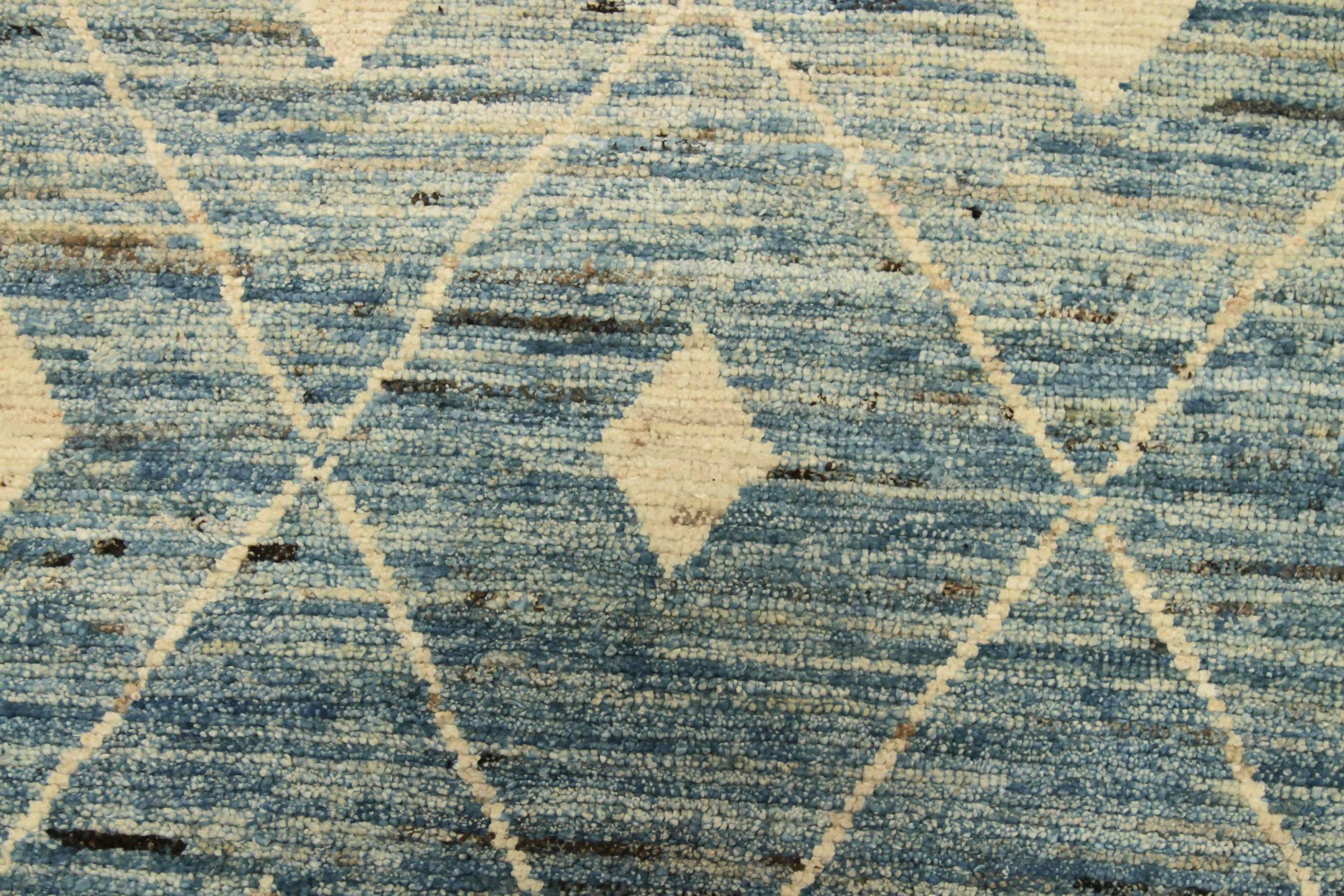 XX secolo Tappeti marocchini Afghanistan Circa 1990 - Lana Blu Avorio Design - 90424 in vendita