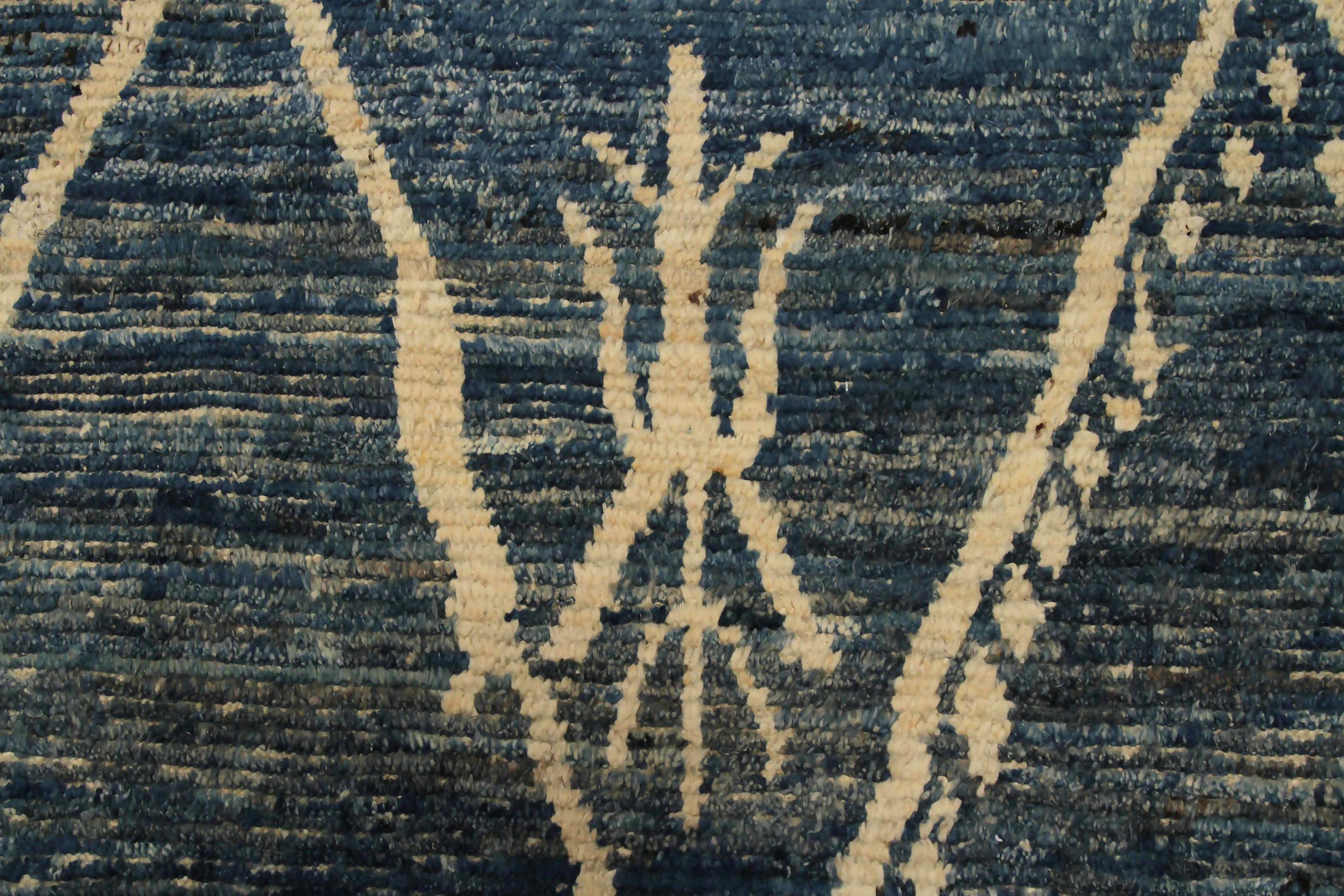XX secolo Tappeti marocchini Afghanistan Circa 1990 - Lana Blu Avorio Design - 90436 in vendita
