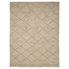 Tapis marocains d'Afghanistan datant d'environ 1990, motif en laine bleu ivoire - 90534
