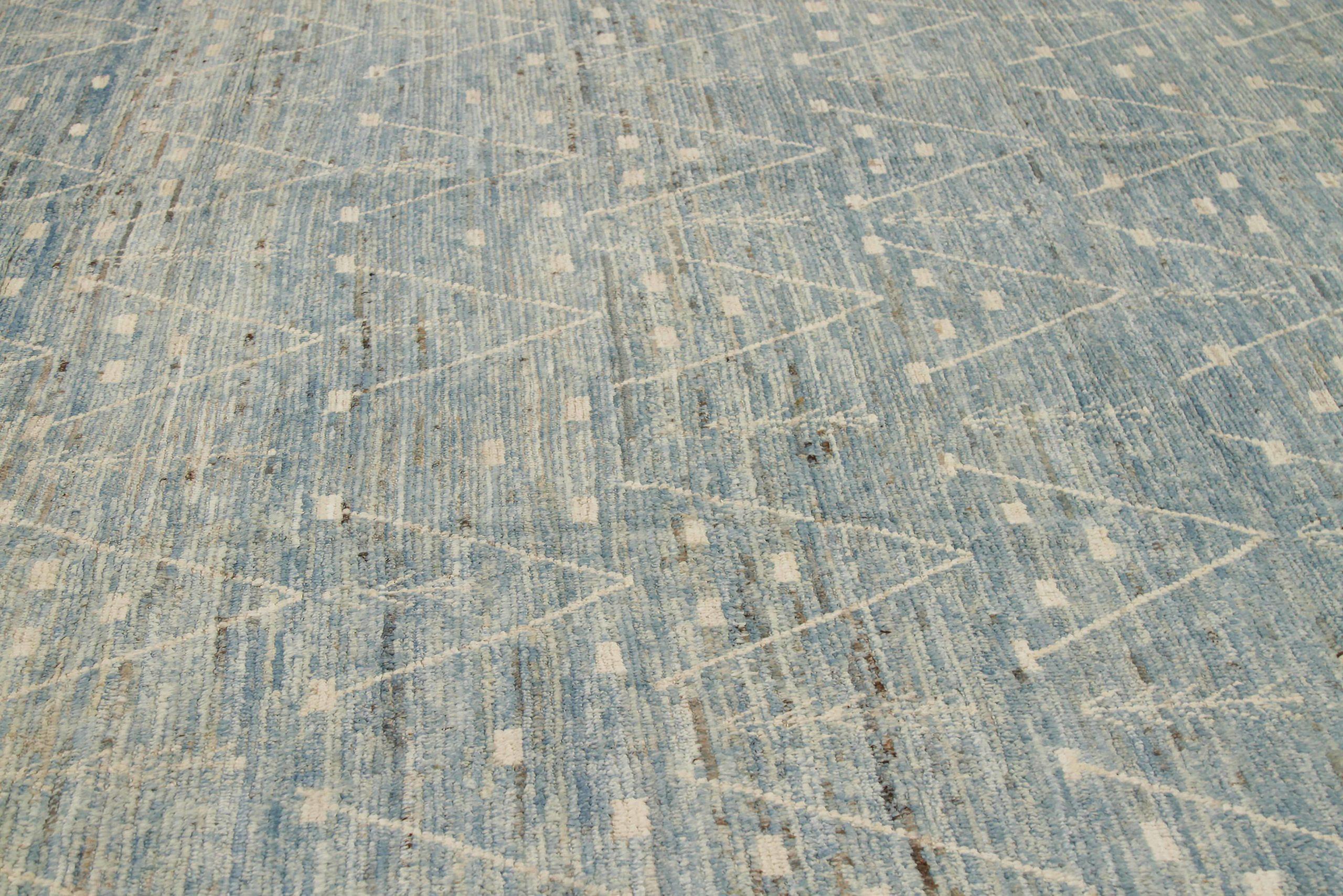 Marokkanische Afghanistan-Teppiche Circa 1990 - Wolle Blau Elfenbein Design - 90540 (Afghanisch) im Angebot