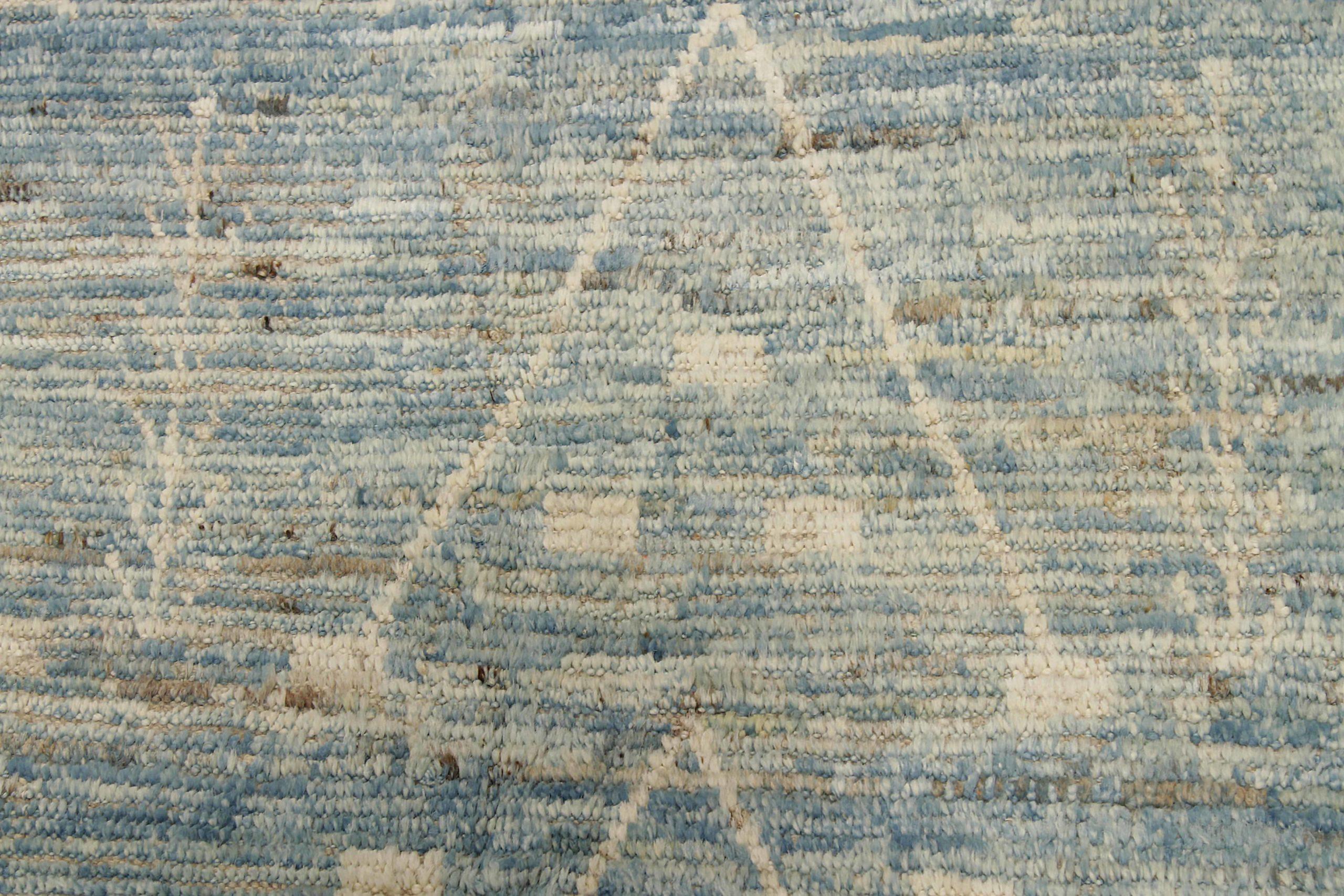 Marokkanische Afghanistan-Teppiche Circa 1990 - Wolle Blau Elfenbein Design - 90540 (20. Jahrhundert) im Angebot