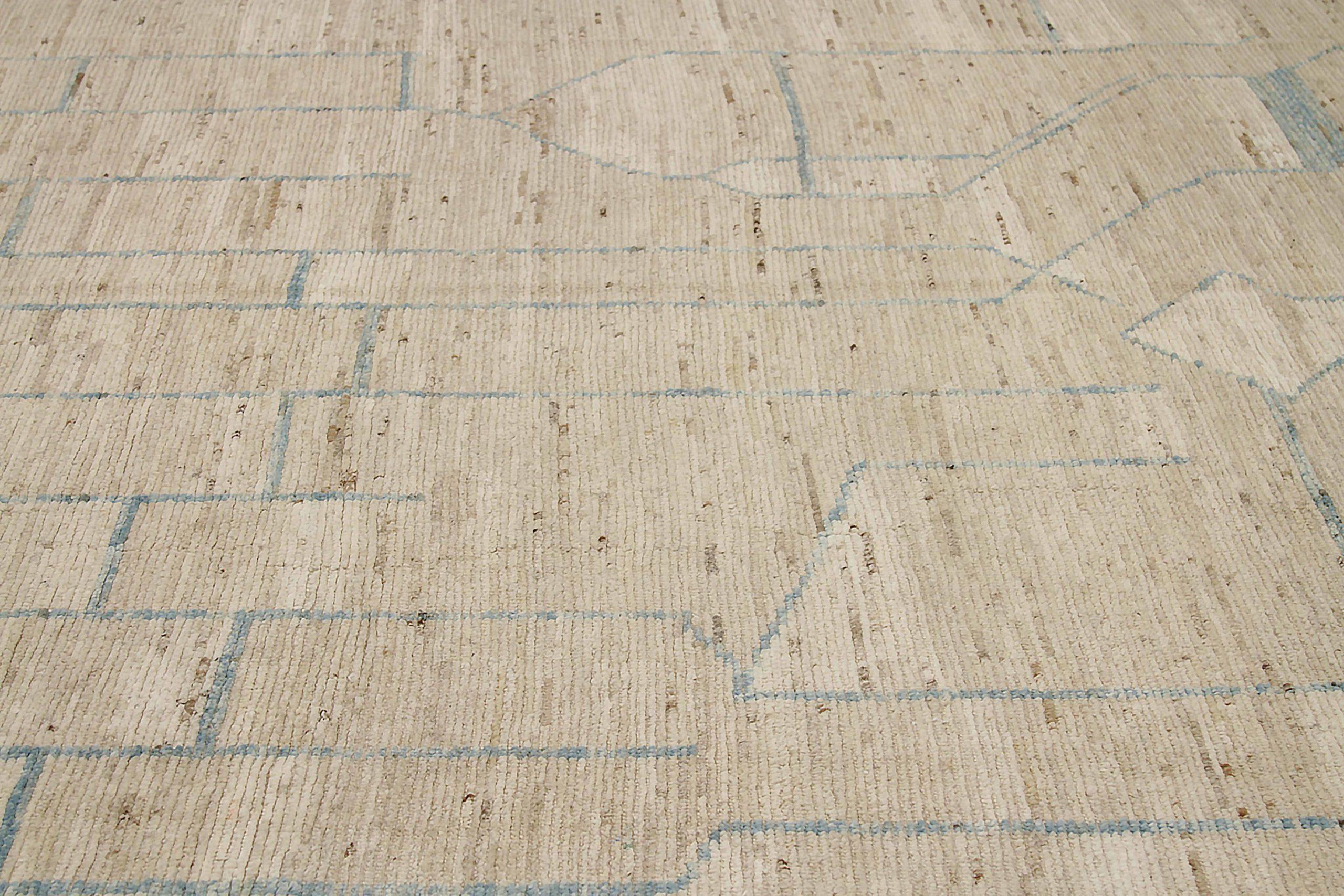 Marokkanische Afghanistan-Teppiche Circa 1990 - Wolle Blau Elfenbein Design - 90556 (Afghanisch) im Angebot