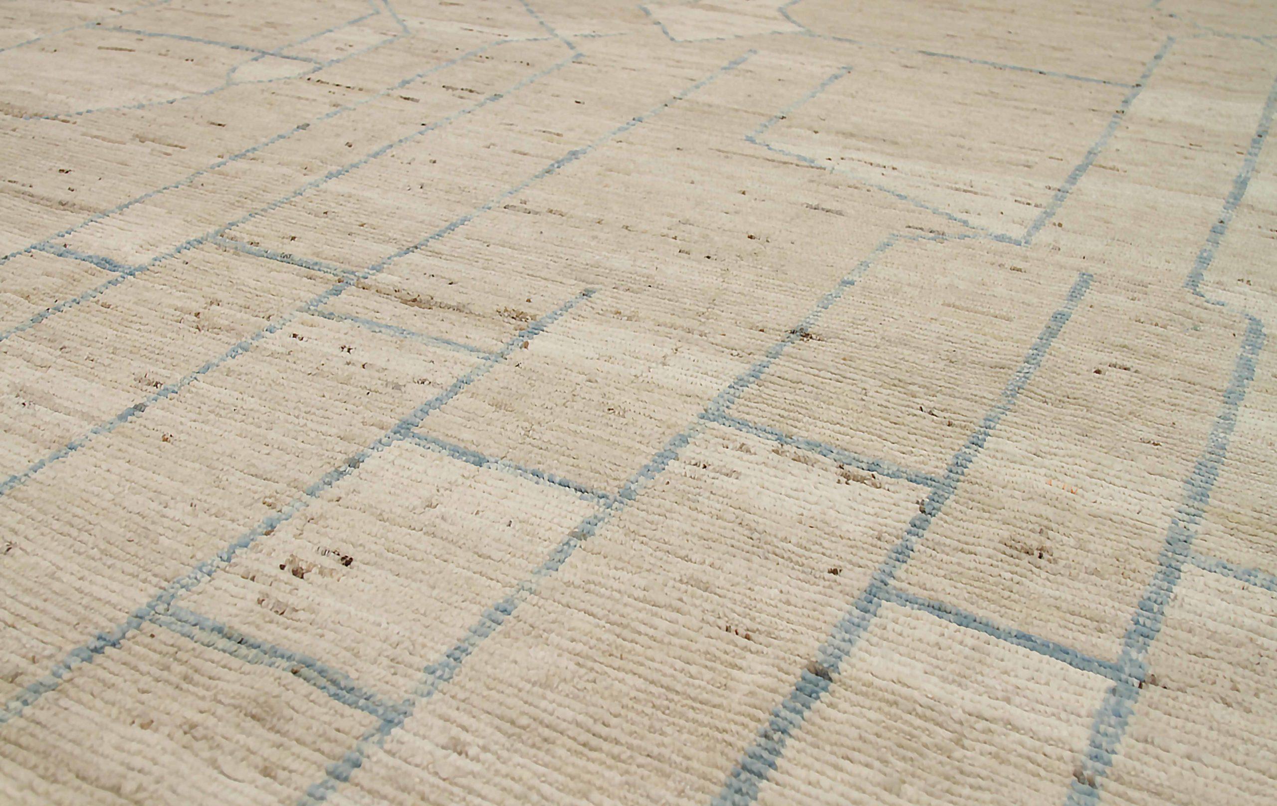 Marokkanische Afghanistan-Teppiche Circa 1990 - Wolle Blau Elfenbein Design - 90556 im Zustand „Hervorragend“ im Angebot in Dallas, TX