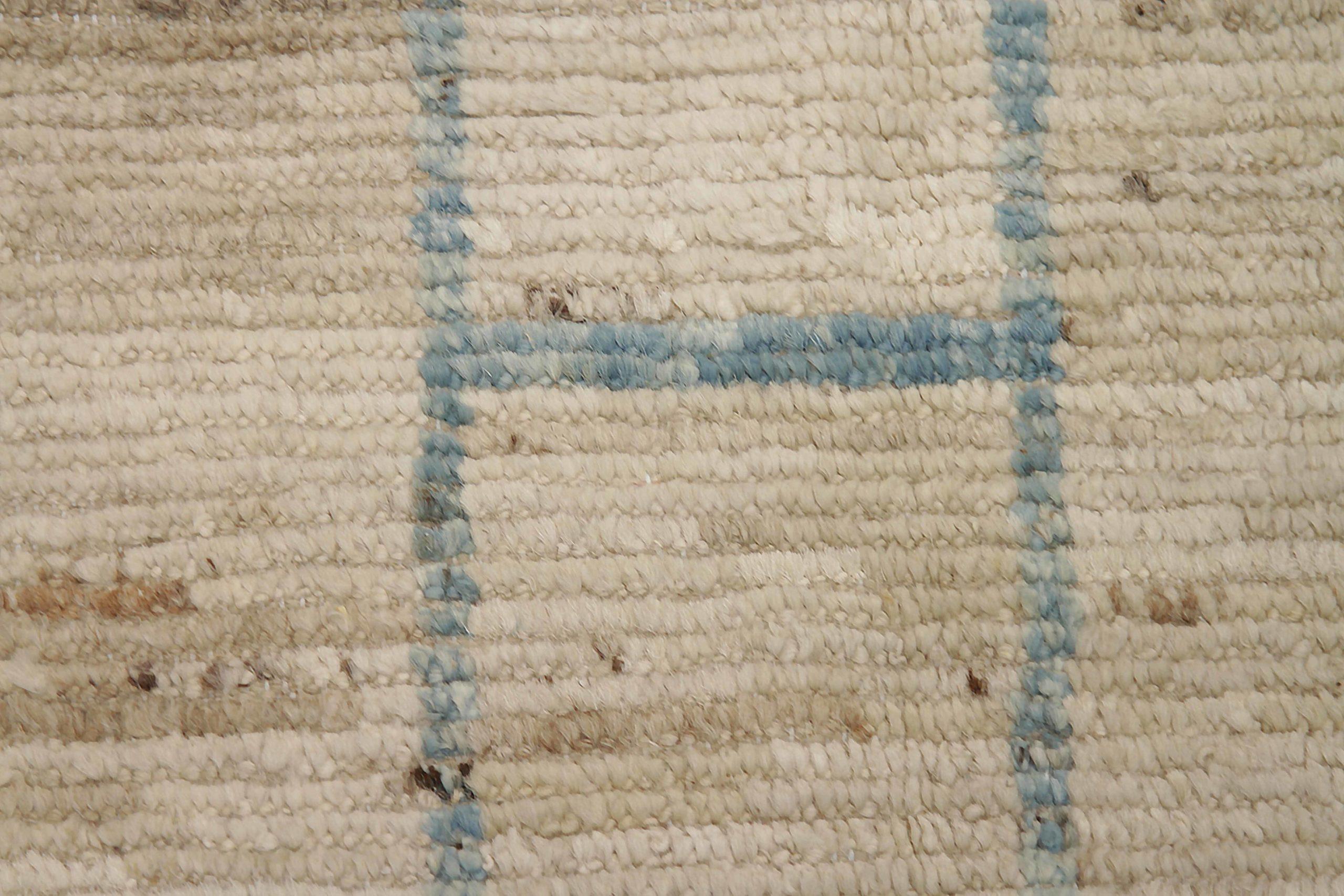 Marokkanische Afghanistan-Teppiche Circa 1990 - Wolle Blau Elfenbein Design - 90556 (20. Jahrhundert) im Angebot
