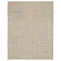 Marokkanische Afghanistan-Teppiche Circa 1990 - Wolle Blau Elfenbein Design - 90556
