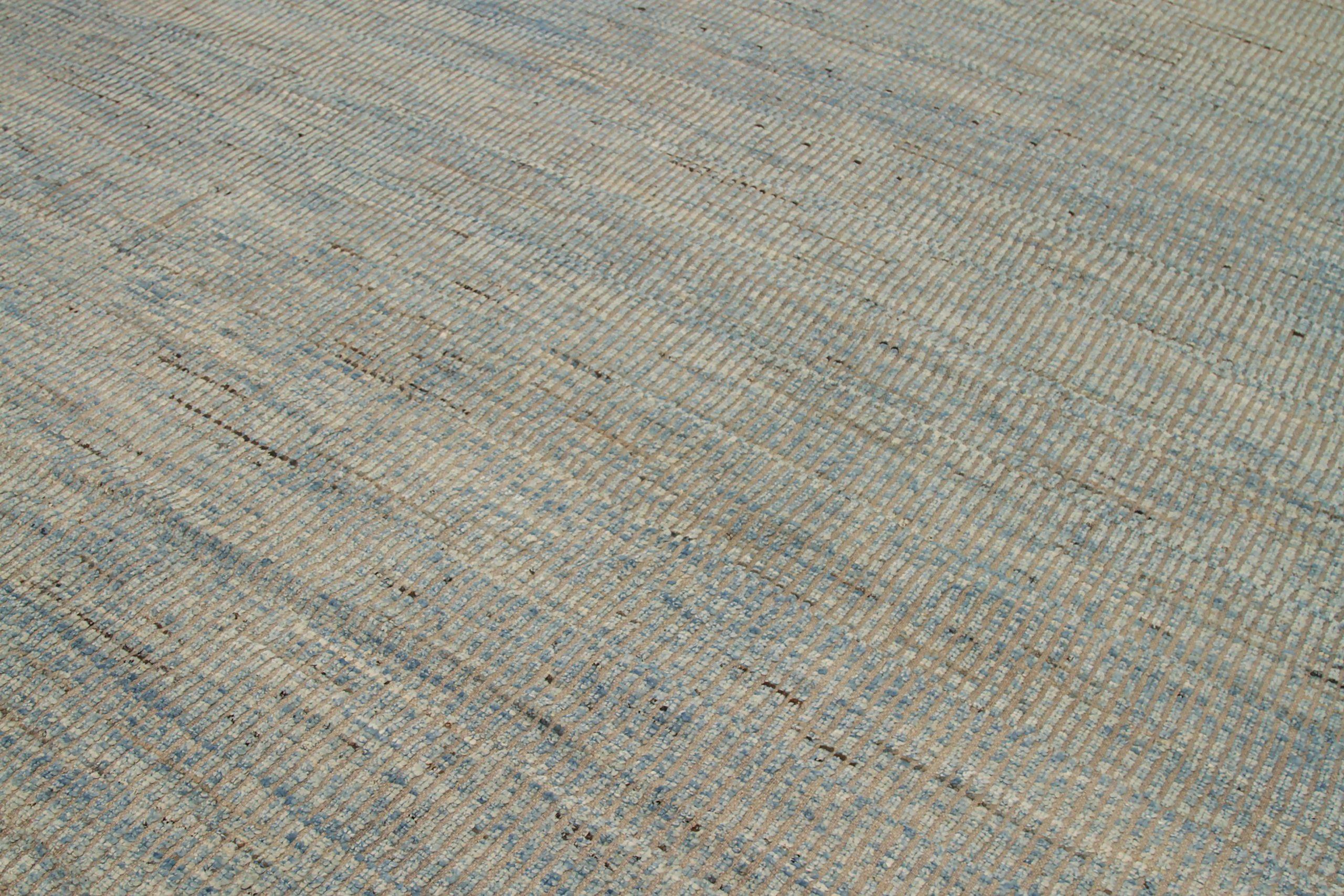 Afghanistan Moroccan Area Rugs Circa 1990 - Wool Blue Ivory Design - 92269 In Excellent Condition For Sale In Dallas, TX