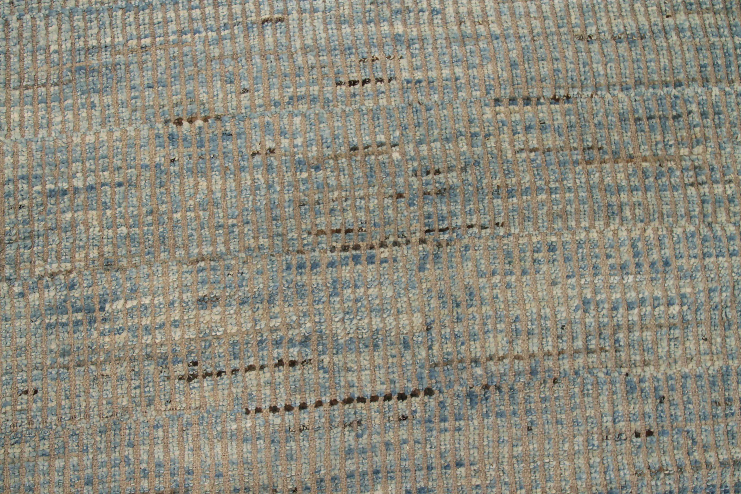 20th Century Afghanistan Moroccan Area Rugs Circa 1990 - Wool Blue Ivory Design - 92269 For Sale