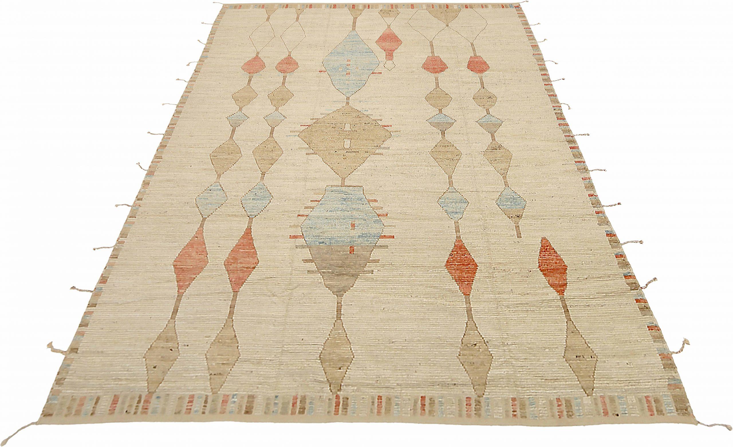 Discover the elegance of Afghanistan Moroccan featuring Area Rugs in Circa 1990. Designed with Wool and BlueIvoryOrangeTaupe, this exclusive design is perfect for enhancing your space.