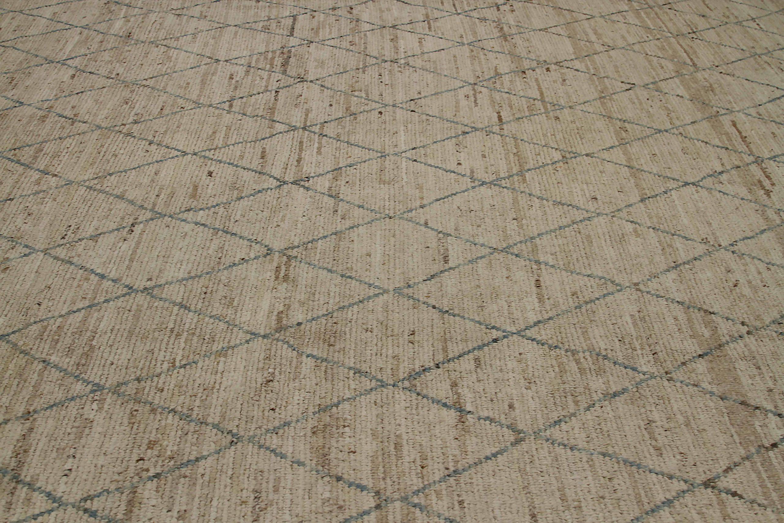 Marokkanische Afghanistan-Teppiche Circa 1990 - Wolle Blau Taupe Design - 90559 (Afghanisch) im Angebot