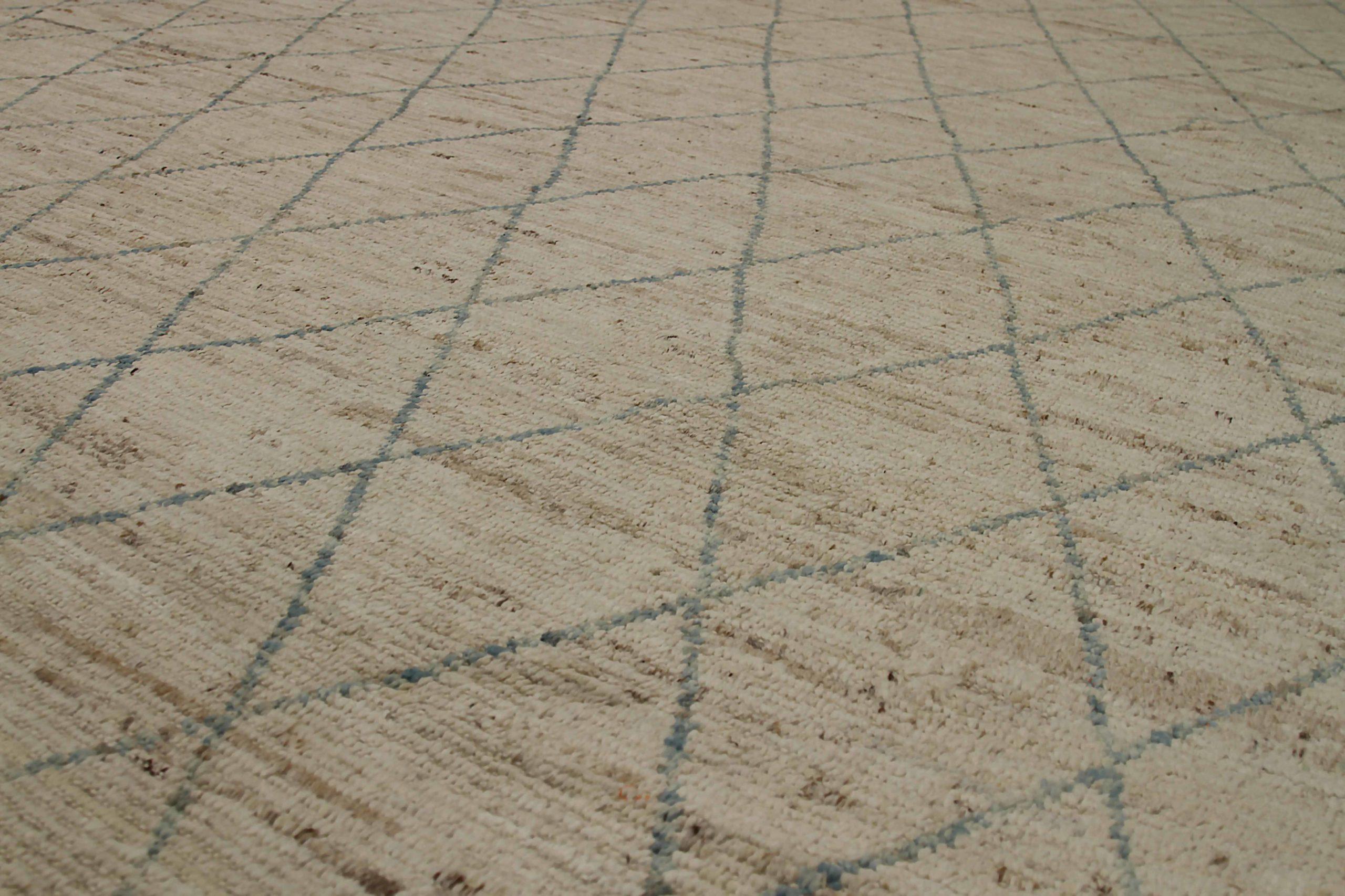 Marokkanische Afghanistan-Teppiche Circa 1990 - Wolle Blau Taupe Design - 90559 im Zustand „Hervorragend“ im Angebot in Dallas, TX