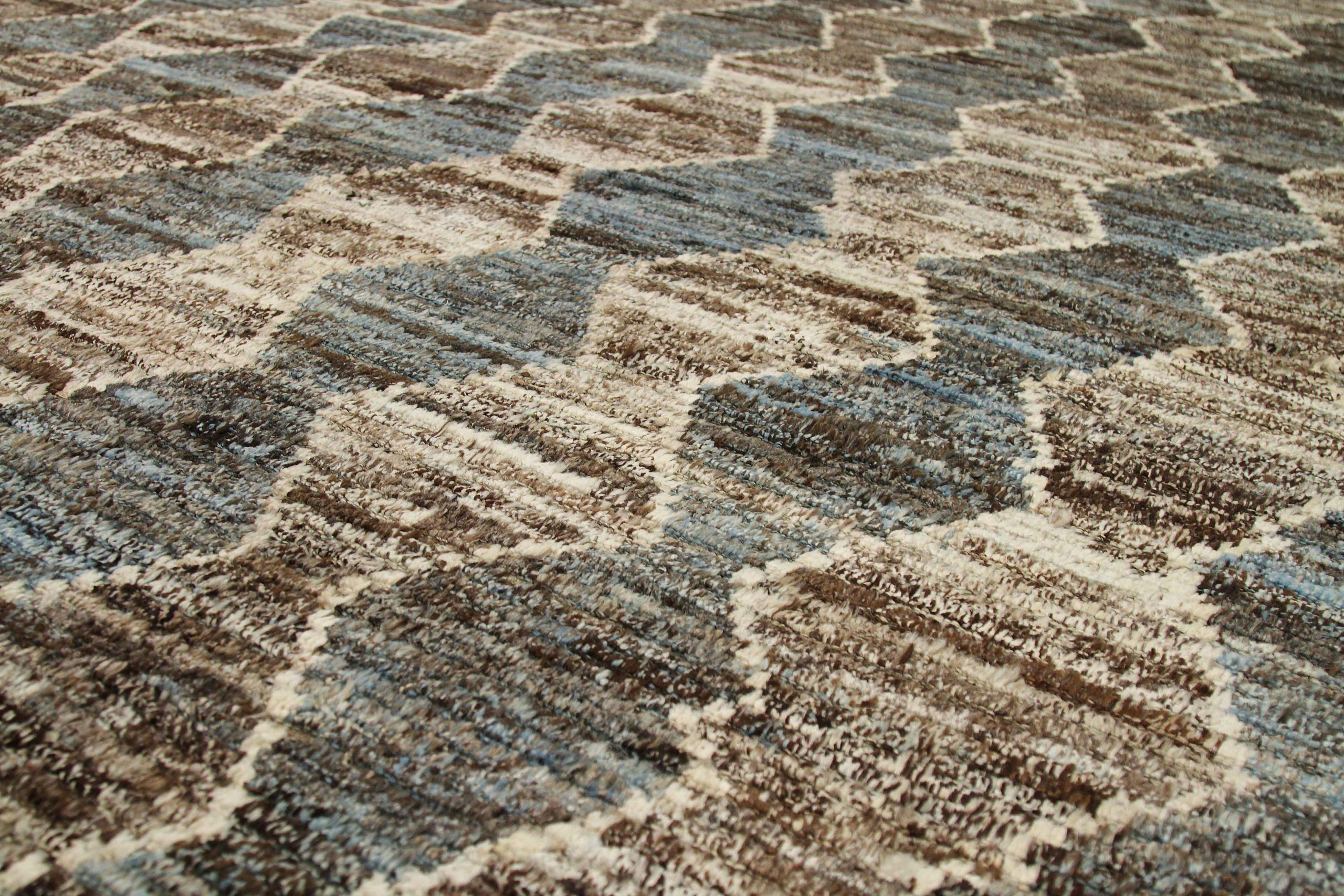 Afghanistan marokkanischen Bereich Teppiche Circa 1990 - Wolle braun grau Elfenbein Design - 90437 (Afghanisch) im Angebot