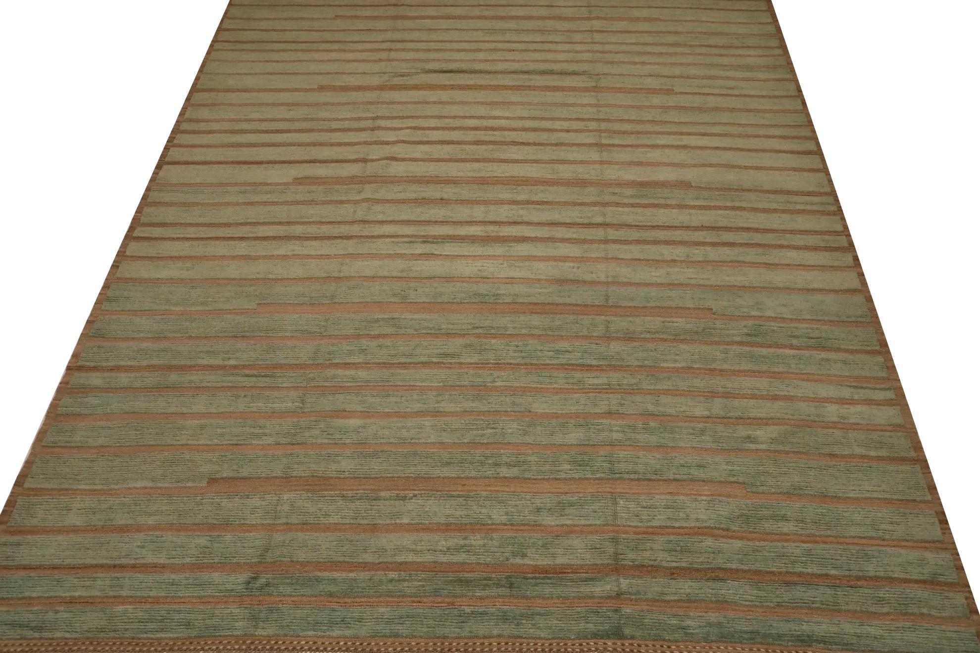 Afghanistan Tapis de zone marocain Circa 1990 - Wool Brown Green Design - 98439 Excellent état - En vente à Dallas, TX