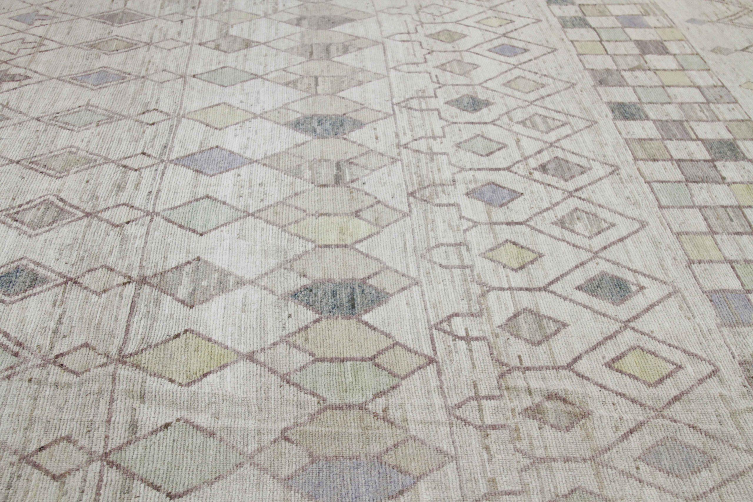 Afghanistan Moroccan Area Rugs Circa 1990 - Wool Brown Green Ivory - 89797 In Excellent Condition For Sale In Dallas, TX