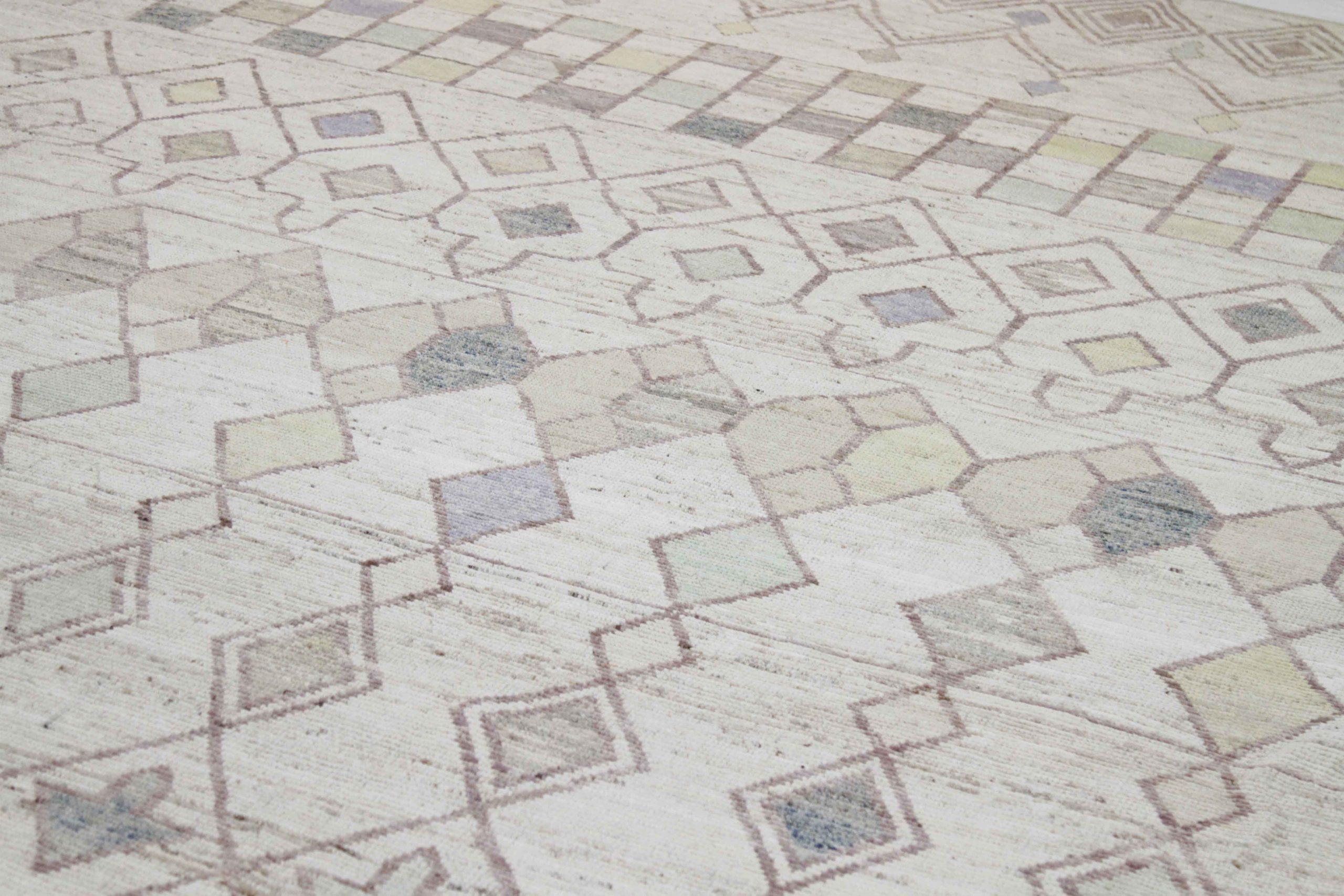 20th Century Afghanistan Moroccan Area Rugs Circa 1990 - Wool Brown Green Ivory - 89797 For Sale