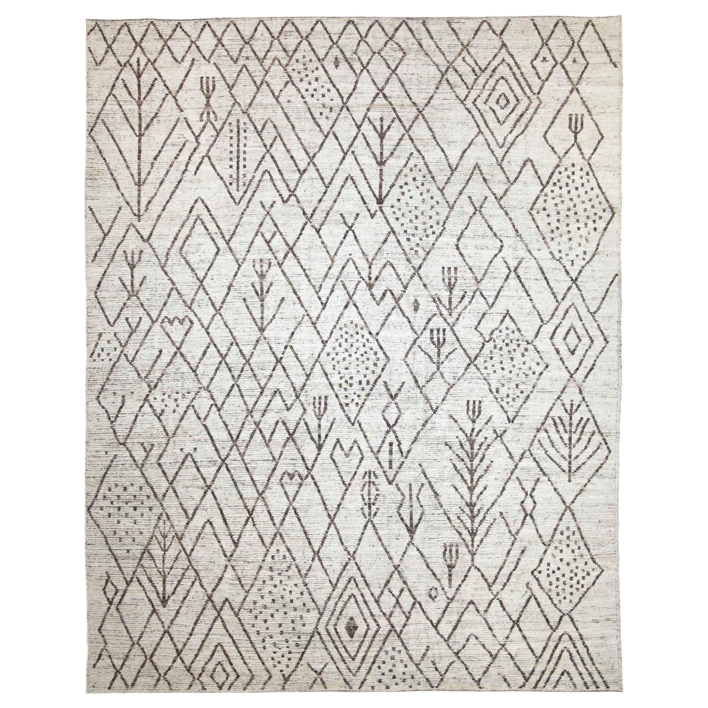 Tappeti marocchini Afghanistan Circa 1990 - Lana Marrone Avorio Design - 89802
