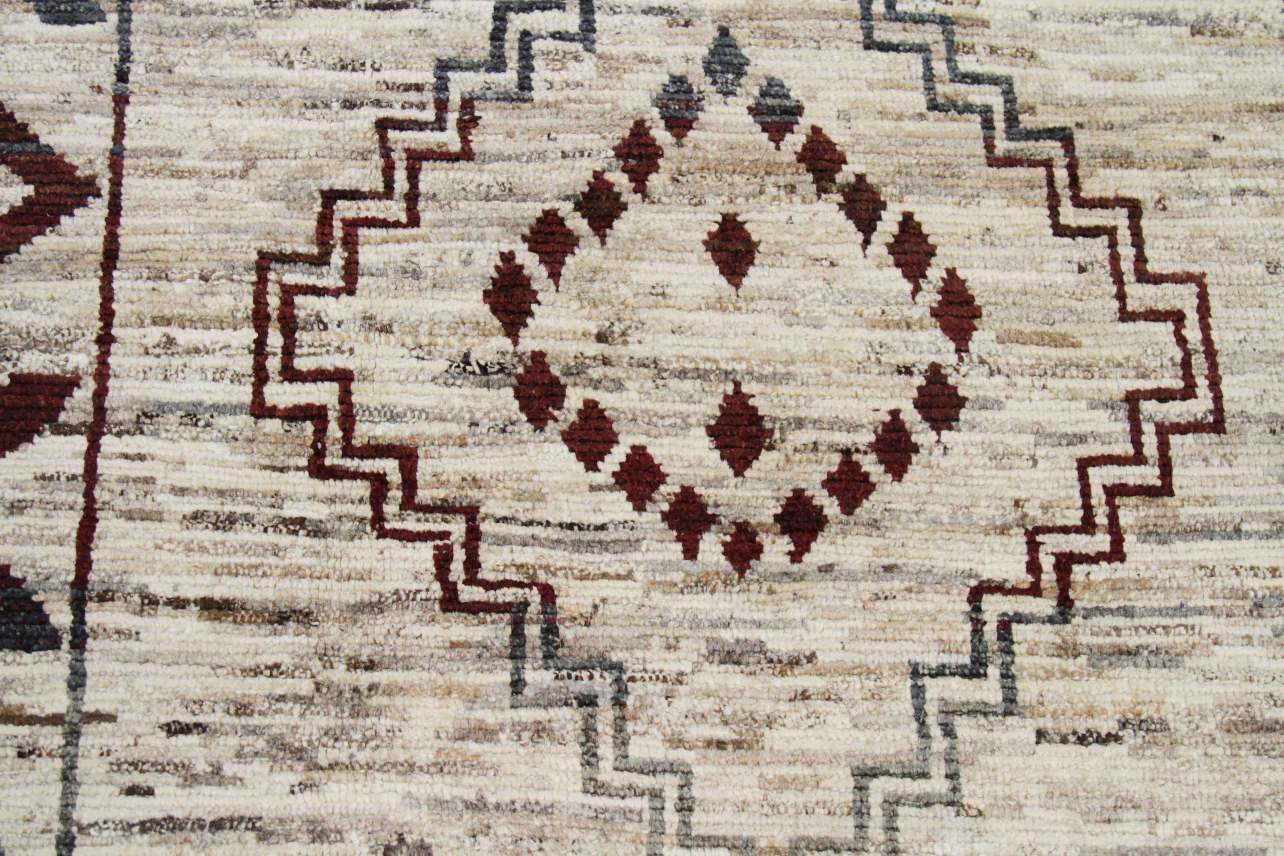 Afghanistan Moroccan Area Rugs Circa 1990 - Wool Brown Ivory Design - 89821 For Sale 1