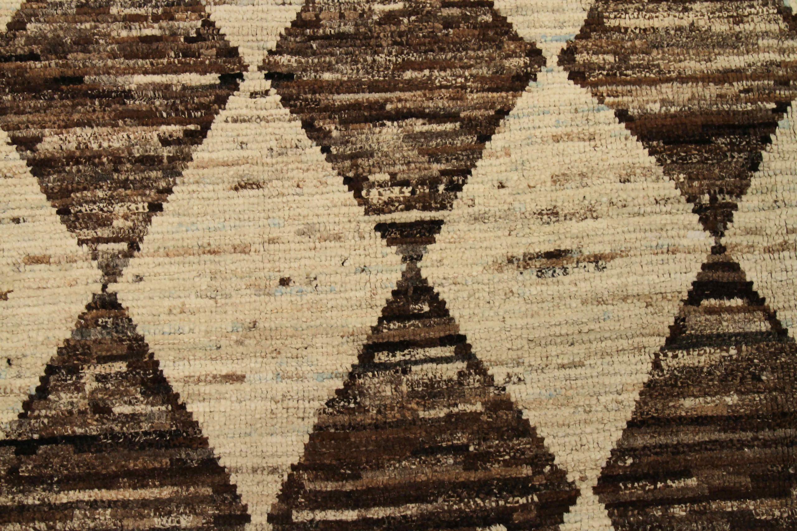 Afghanistan Moroccan Area Rugs Circa 1990 - Wool Brown Ivory Design - 90444 For Sale 1