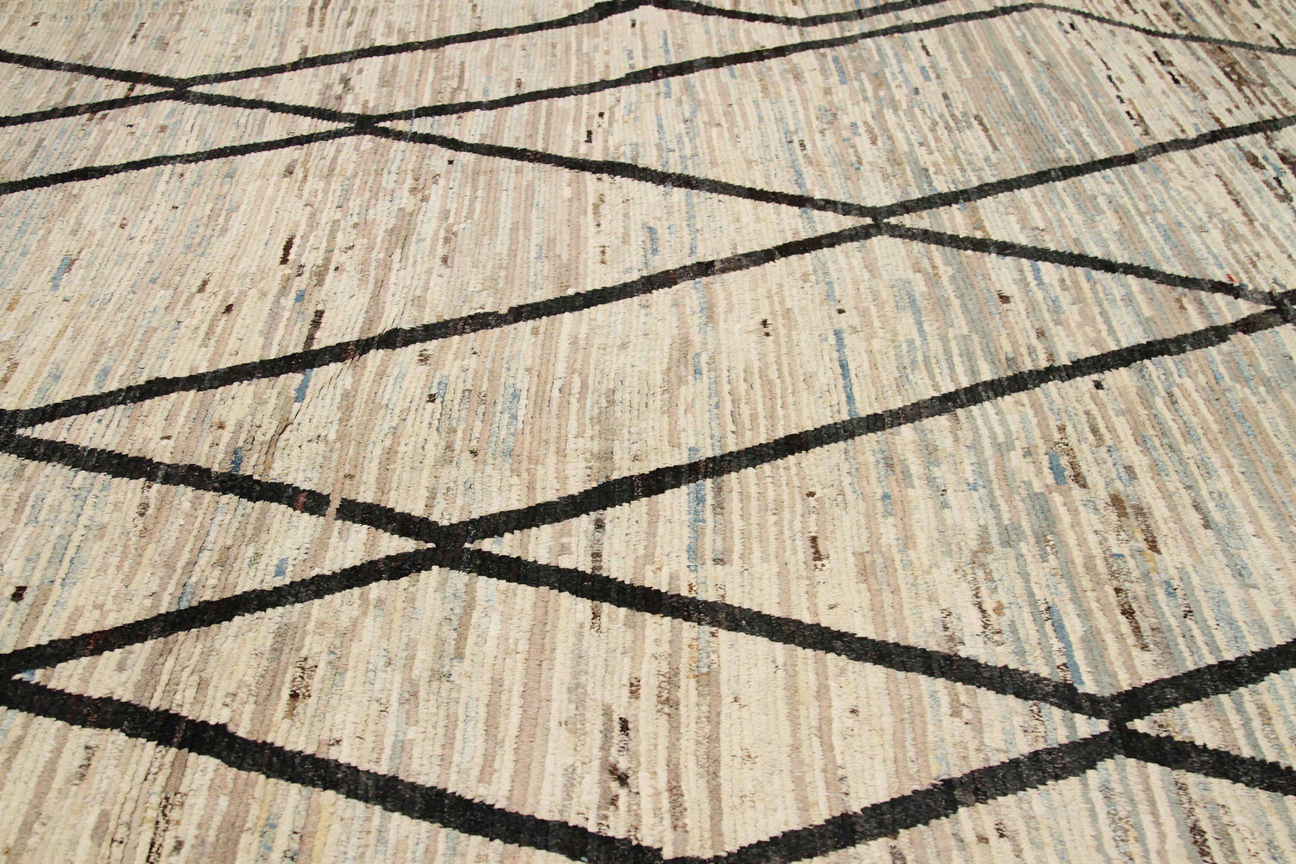 Afganistán Alfombras Marroquíes Circa 1990 - Lana Marrón Diseño Marfil - 90462 en Excelente estado para la venta en Dallas, TX