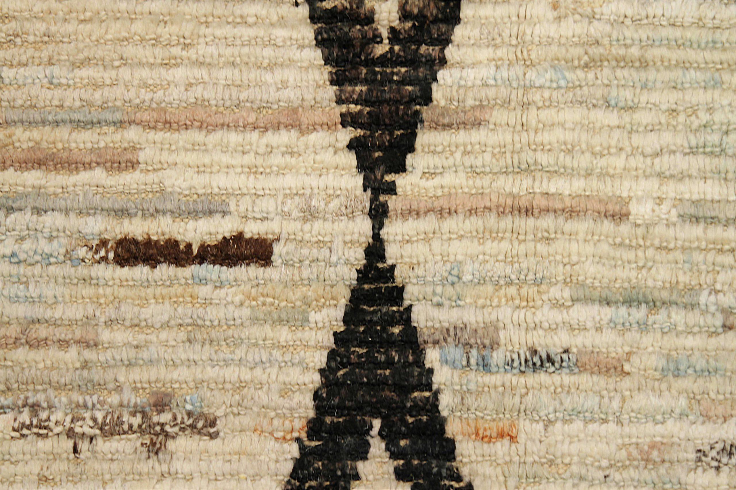 Afghanistan Moroccan Area Rugs Circa 1990 - Wool Brown Ivory Design - 90493 For Sale 1