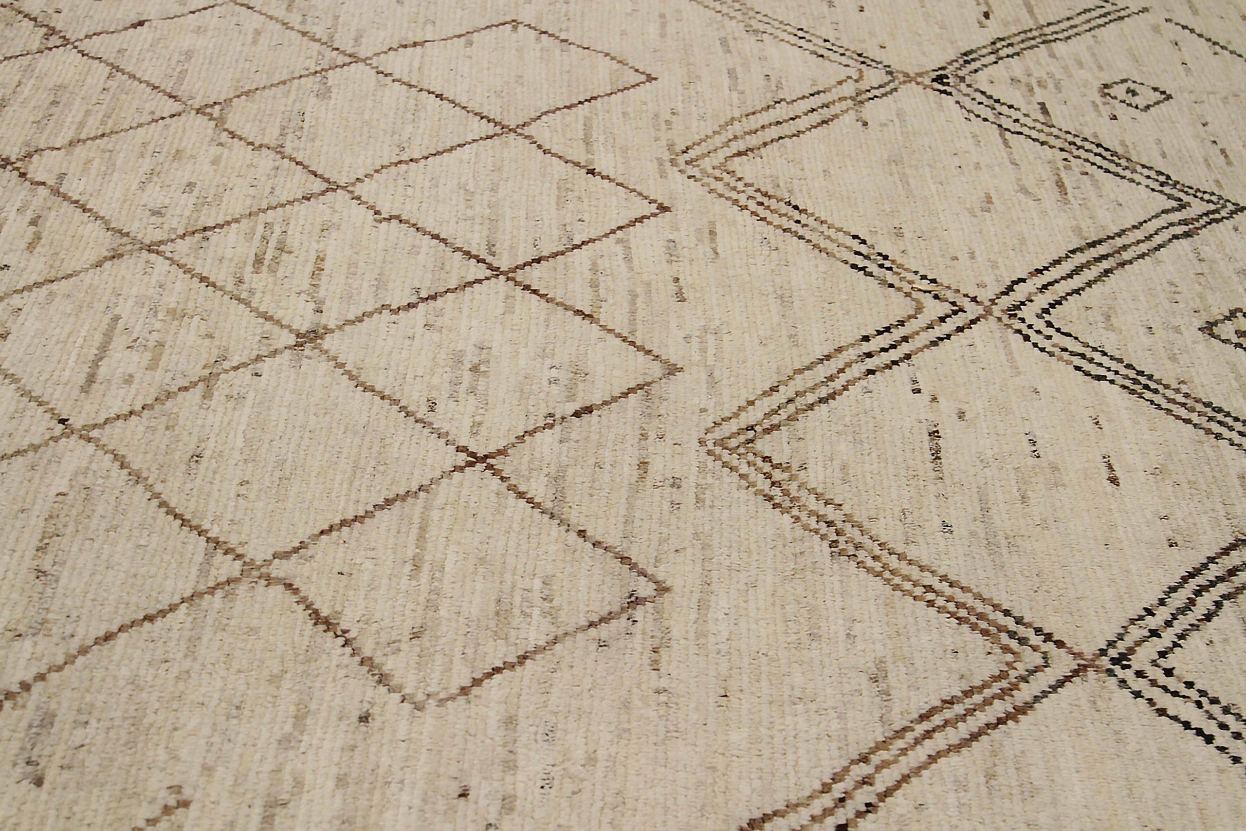 Afghanistan Marokkanische Teppiche Circa 1990 - Wolle Braun Elfenbein Design - 90497 (Afghanisch) im Angebot