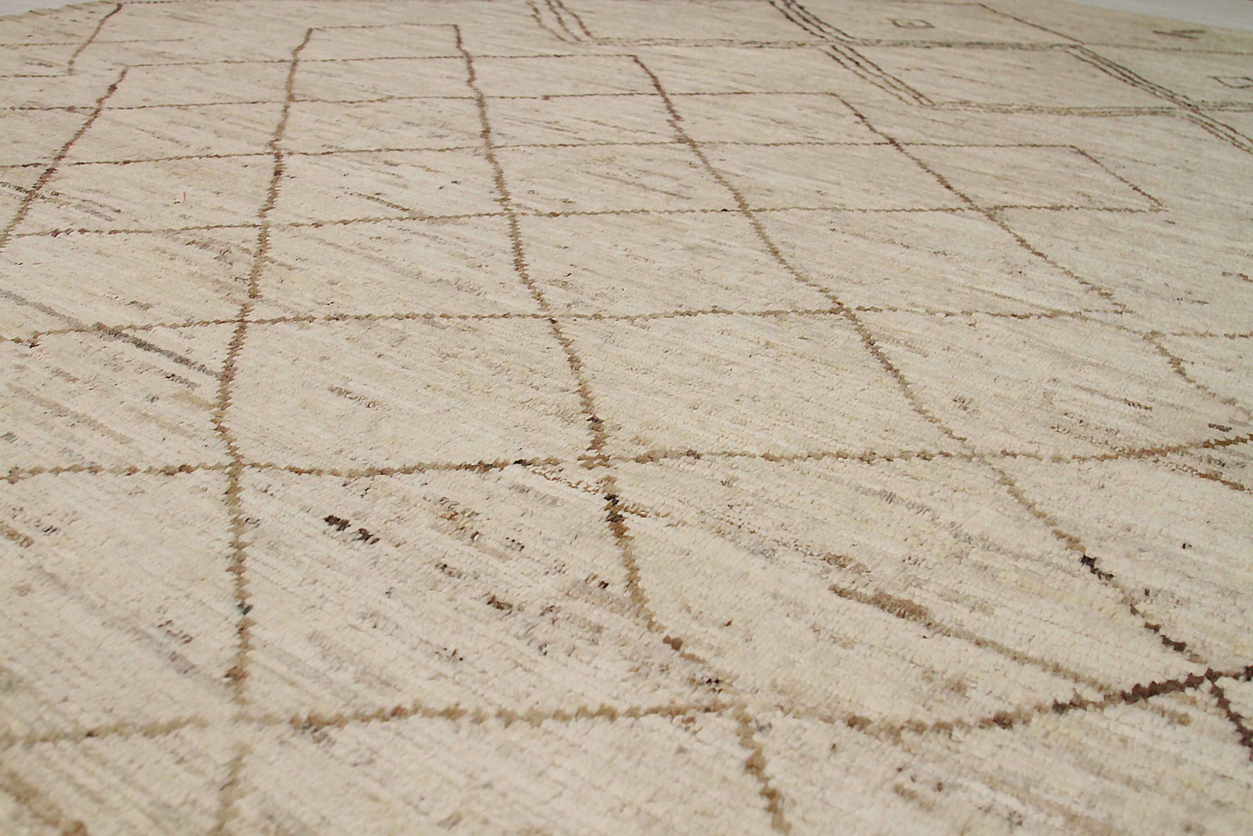 Afghanistan Marokkanische Teppiche Circa 1990 - Wolle Braun Elfenbein Design - 90497 im Zustand „Hervorragend“ im Angebot in Dallas, TX