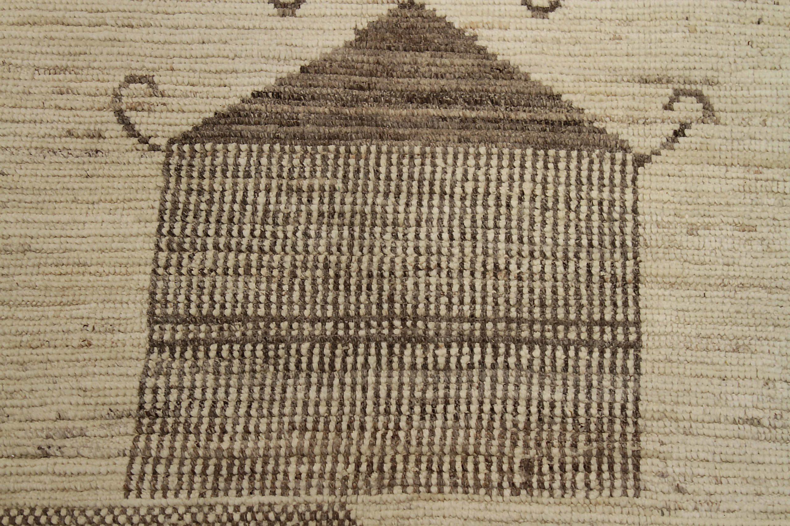 Afghanistan Moroccan Area Rugs Circa 1990 - Wool Brown Ivory Design - 90499 For Sale 1