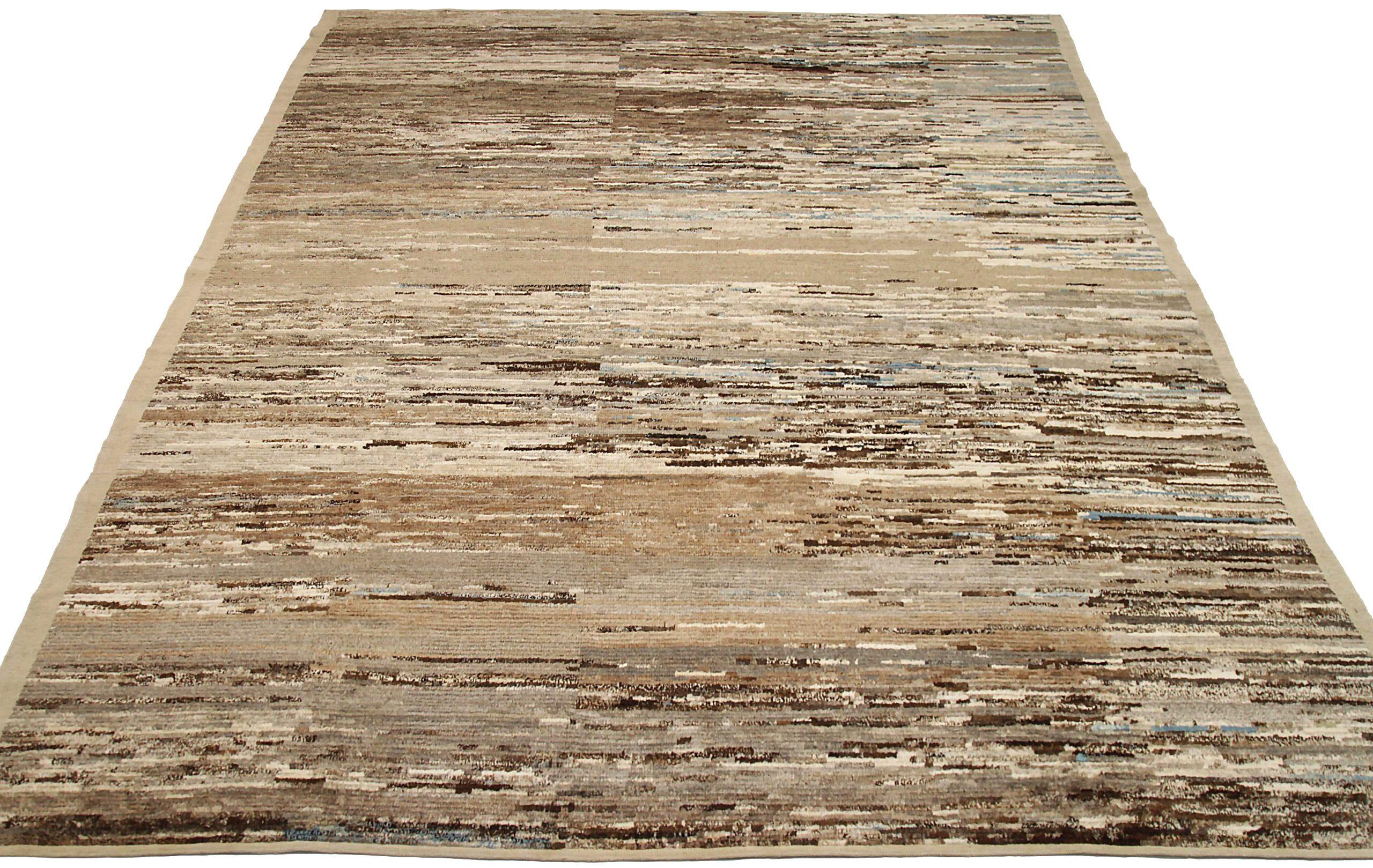 Entdecken Sie die Eleganz der marokkanischen Teppiche aus Afghanistan, die um 1990 entstanden sind. Dieses exklusive Design aus Wolle und Braun-Elfenbein ist perfekt, um Ihren Raum zu verschönern.