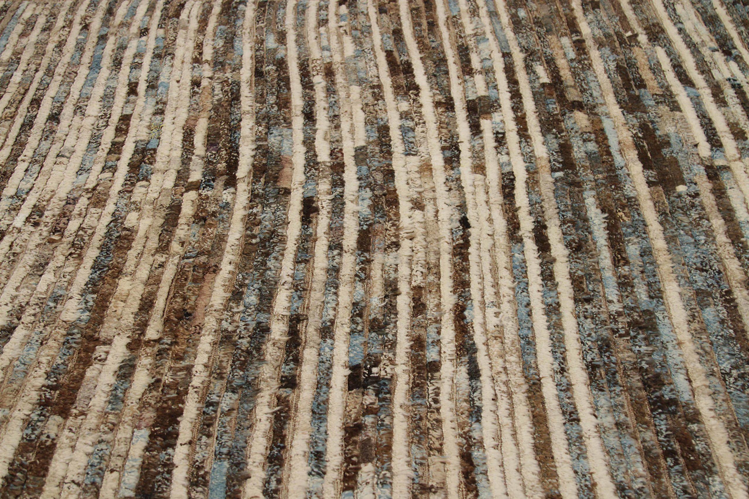 Afghanistan Tapis de zone marocain Circa 1990 - Laine Brown Ivory Design - 90548 Excellent état - En vente à Dallas, TX