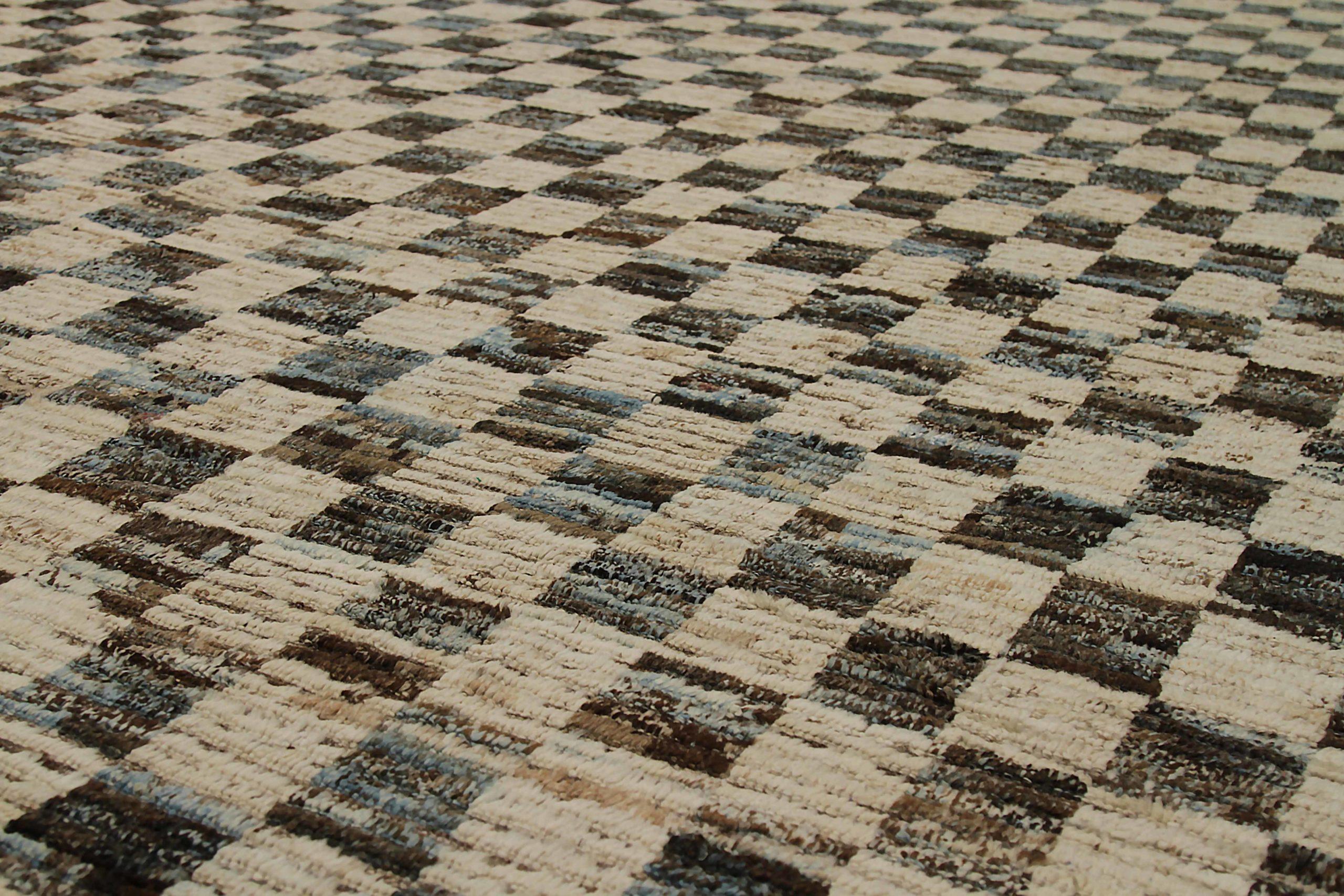 Afganistán Alfombras Marroquíes Circa 1990 - Lana Marrón Diseño Marfil - 90552 en Excelente estado para la venta en Dallas, TX