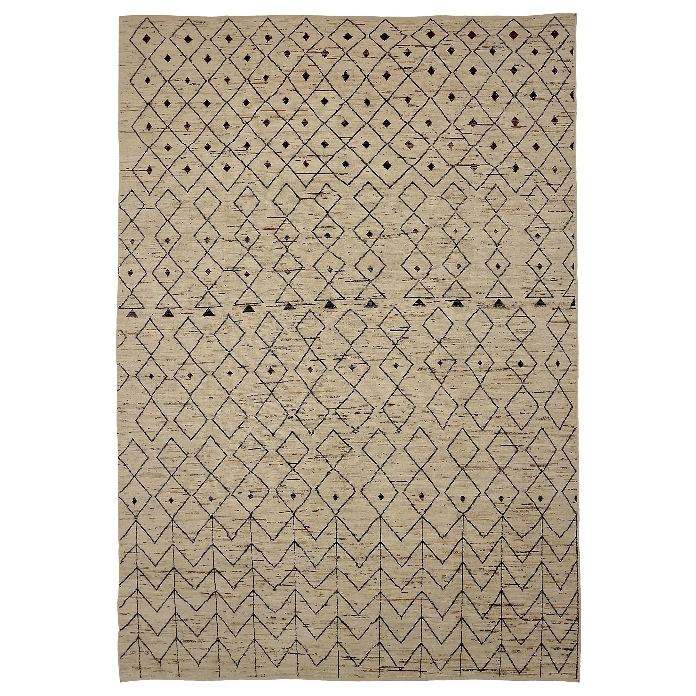 Afghanistan Marokkanische Teppiche CIRCA 1990 - Wolle Braun Elfenbein Design - 90563