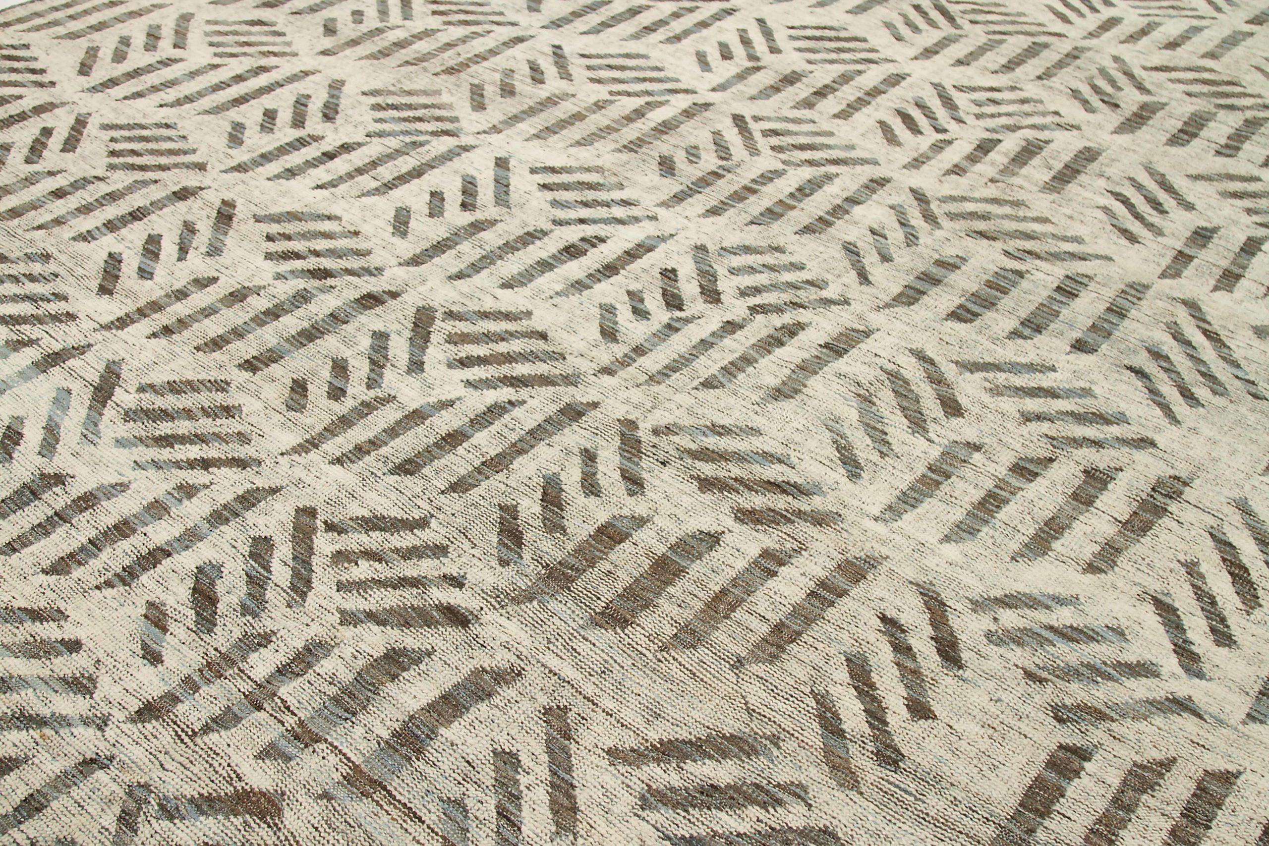 Afghanistan Tapis de zone marocain Circa 1990 - Laine Brown Ivory Design - 92187 Excellent état - En vente à Dallas, TX