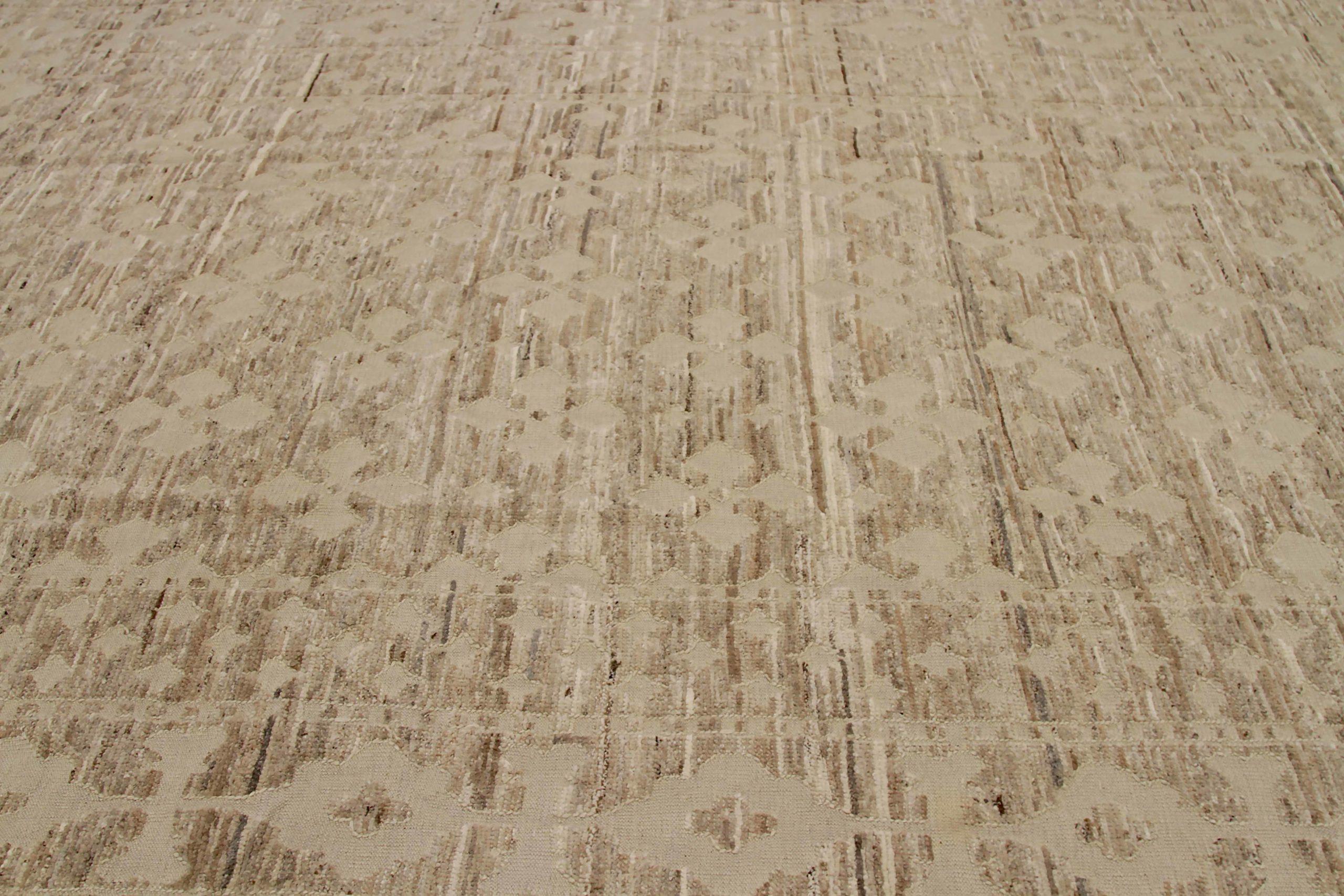 Tribal Afghanistan Tapis de zone marocain Circa 1990 - Laine Brown Ivory Design - 92218 en vente
