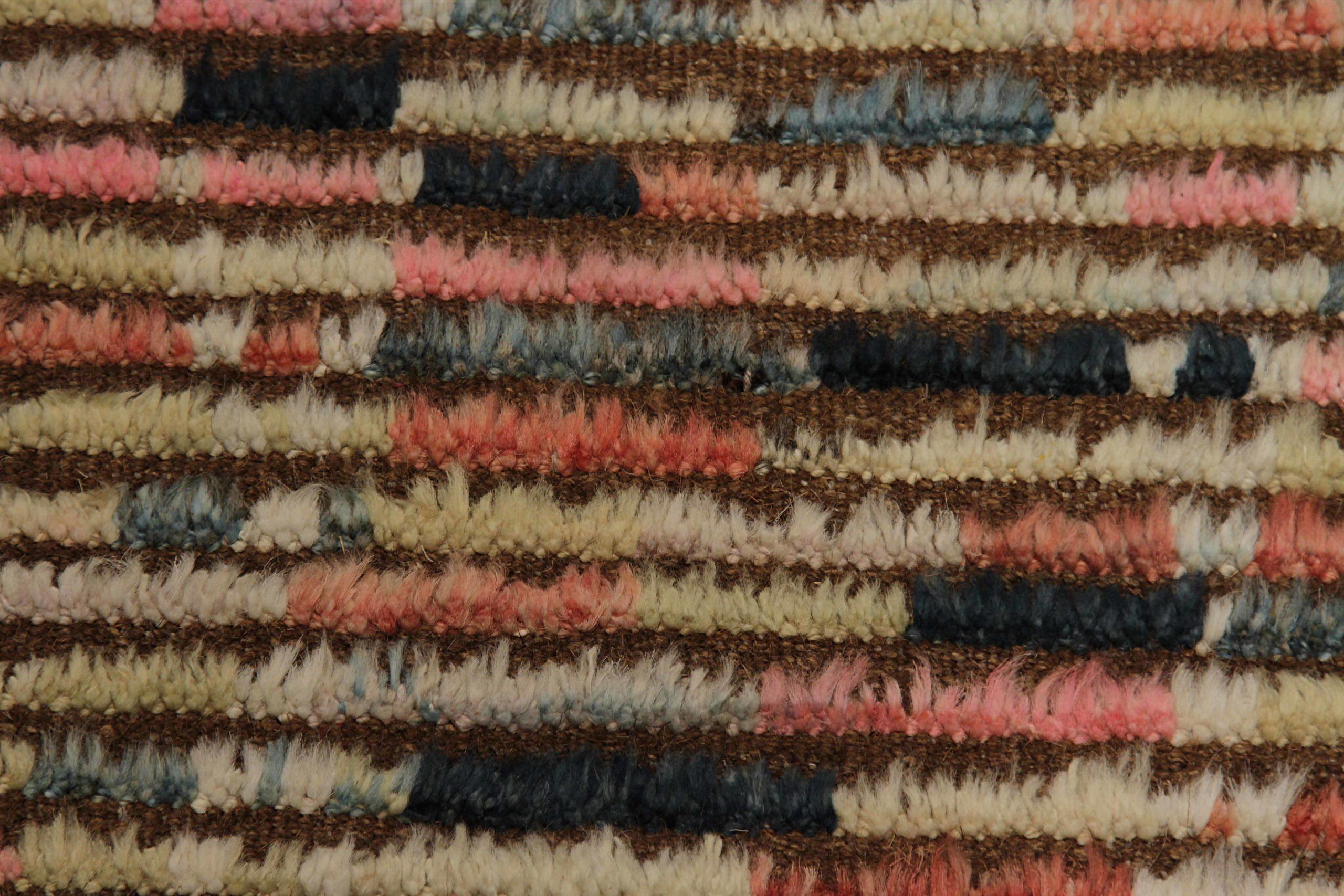20ième siècle Afghanistan Tapis de zone marocain Circa 1990 - Laine Brown Ivory Pink Design - 90395 en vente