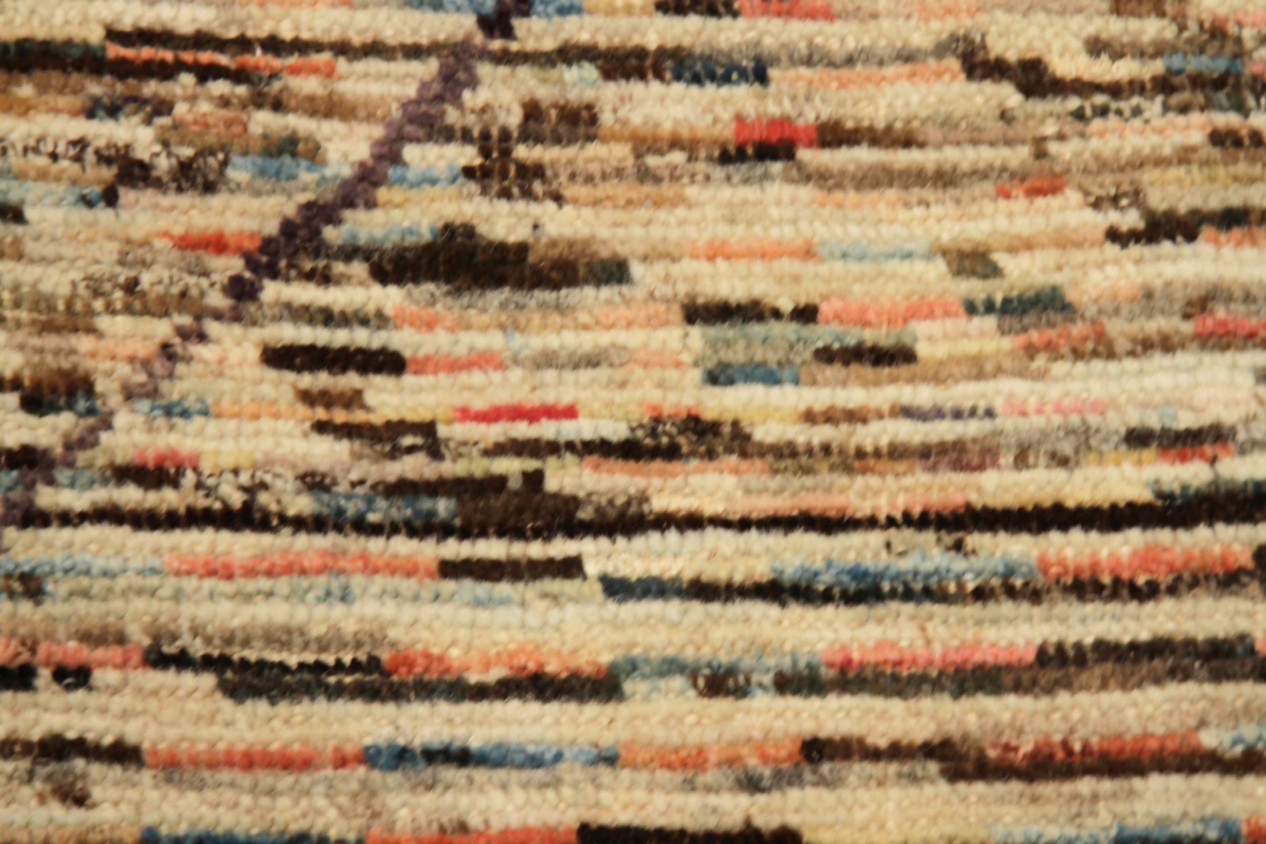Afghanistan Moroccan Area Rugs Circa 1990 - Wool Brown Ivory Pink Design - 90440 For Sale 1