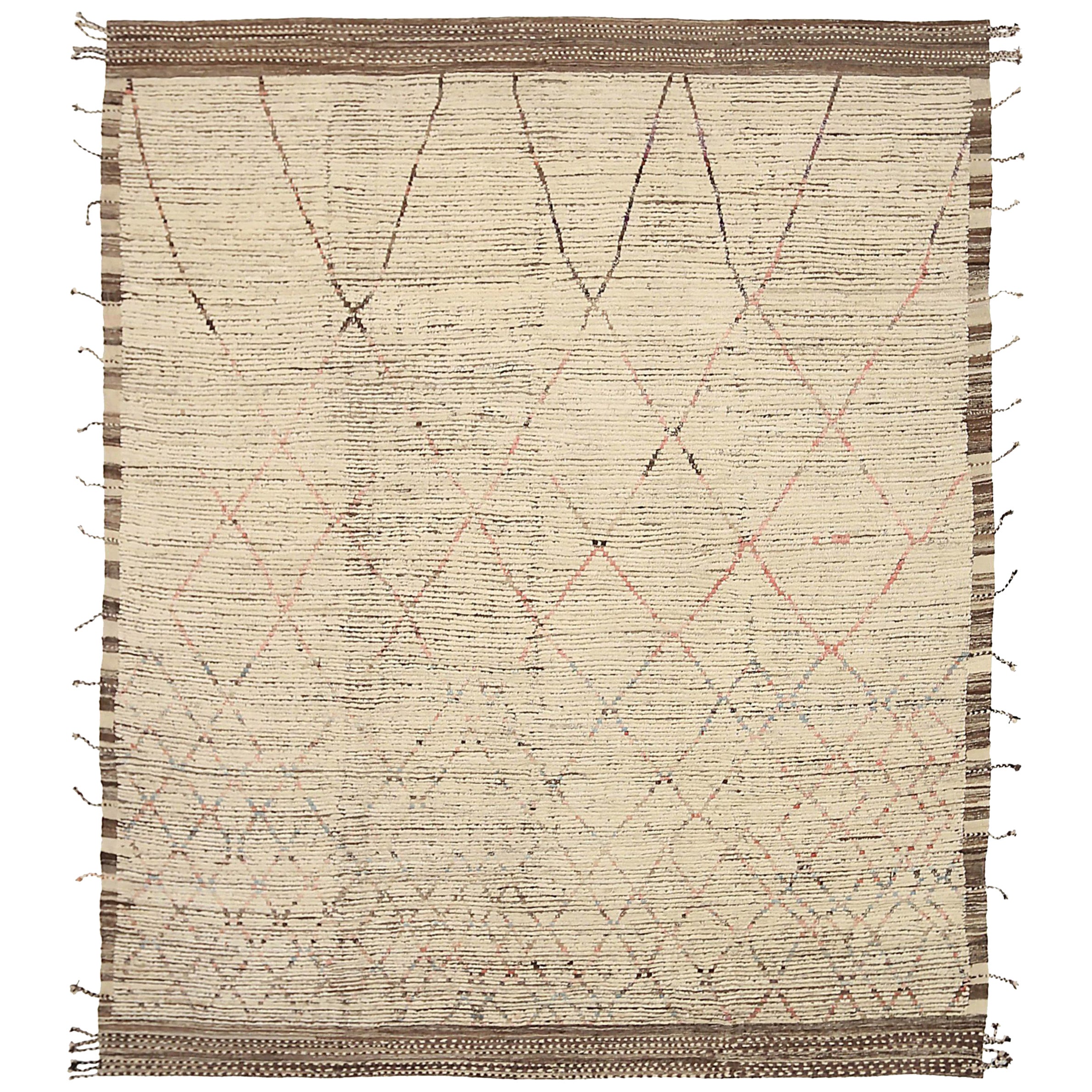 Tappeti marocchini Afghanistan Circa 1990 - Lana Marrone Avorio Rosa Design - 92250