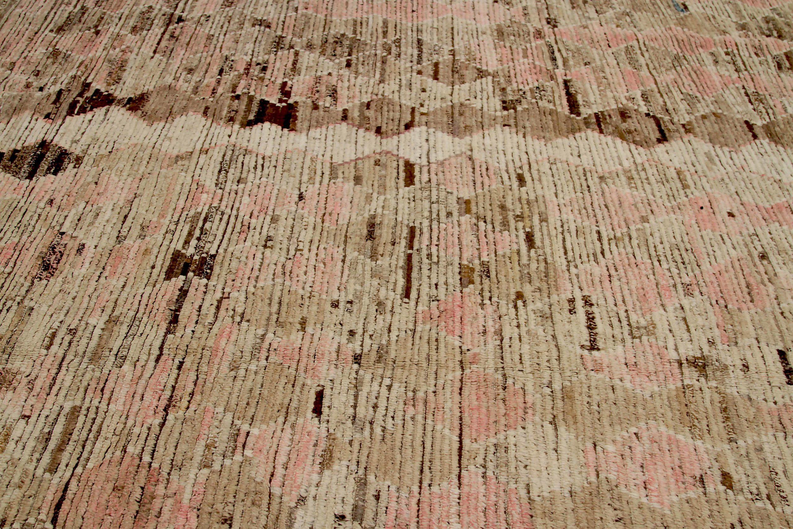 Afghanistan Marokkanische Teppiche Circa 1990 - Wolle Braun Elfenbein Rosa Design - 92303 (Afghanisch) im Angebot