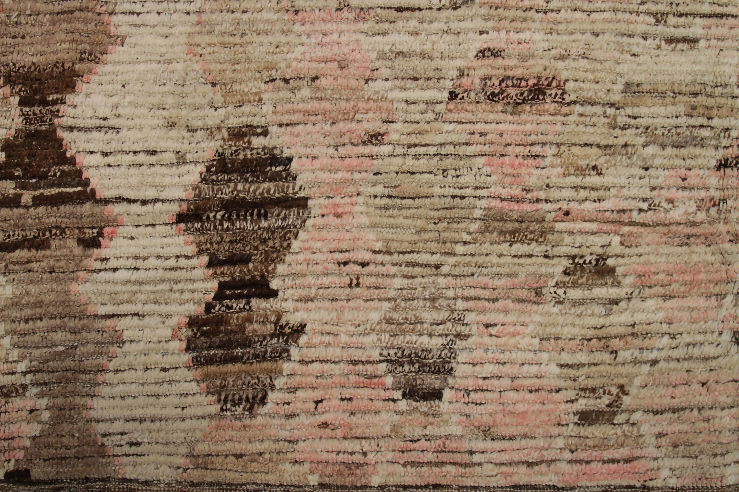 Afghanistan Marokkanische Teppiche Circa 1990 - Wolle Braun Elfenbein Rosa Design - 92303 (20. Jahrhundert) im Angebot