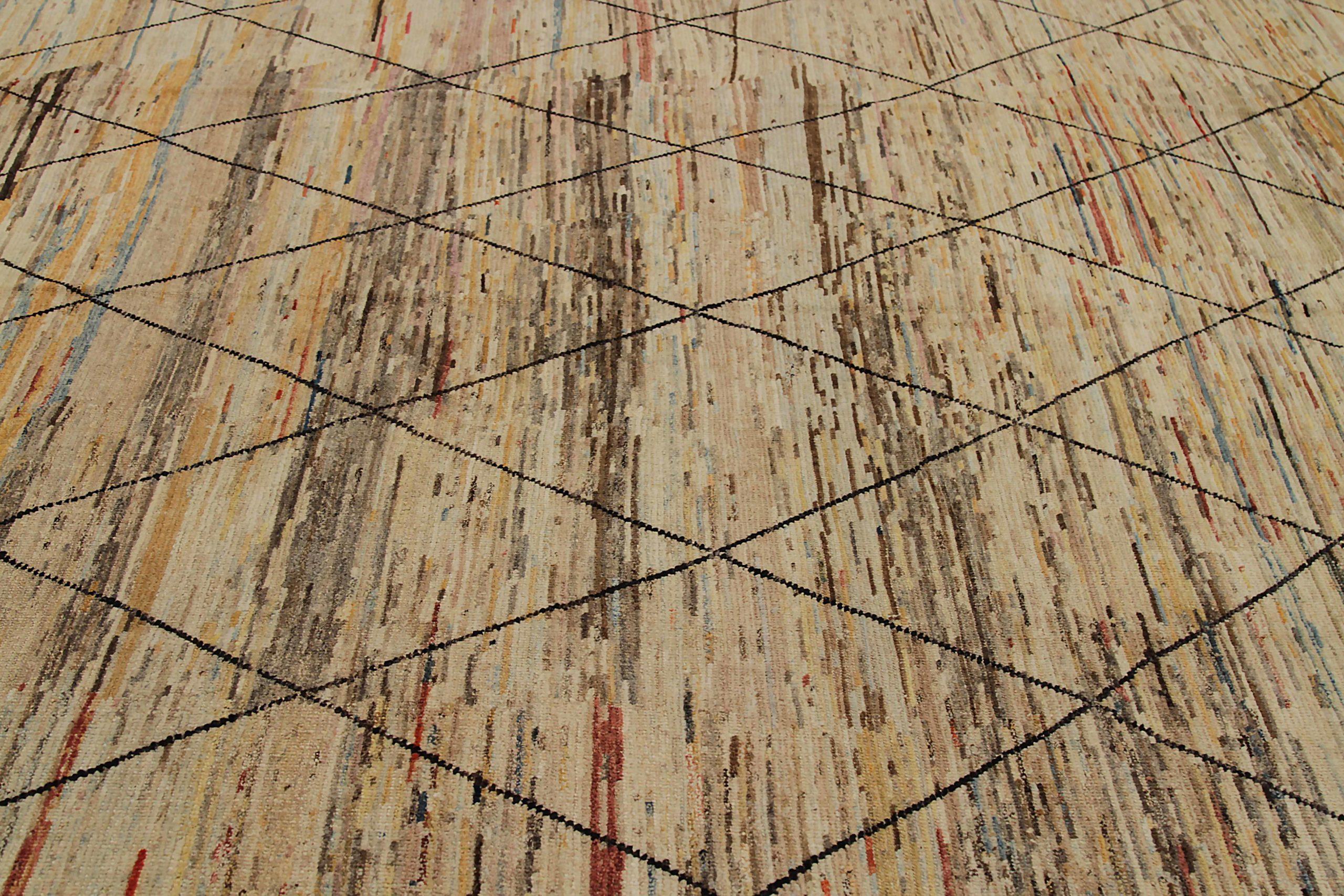 Afghanistan Tapis marocain Circa 1990 - Laine Brown Ivoire Rouge Jaune - 90514 Excellent état - En vente à Dallas, TX