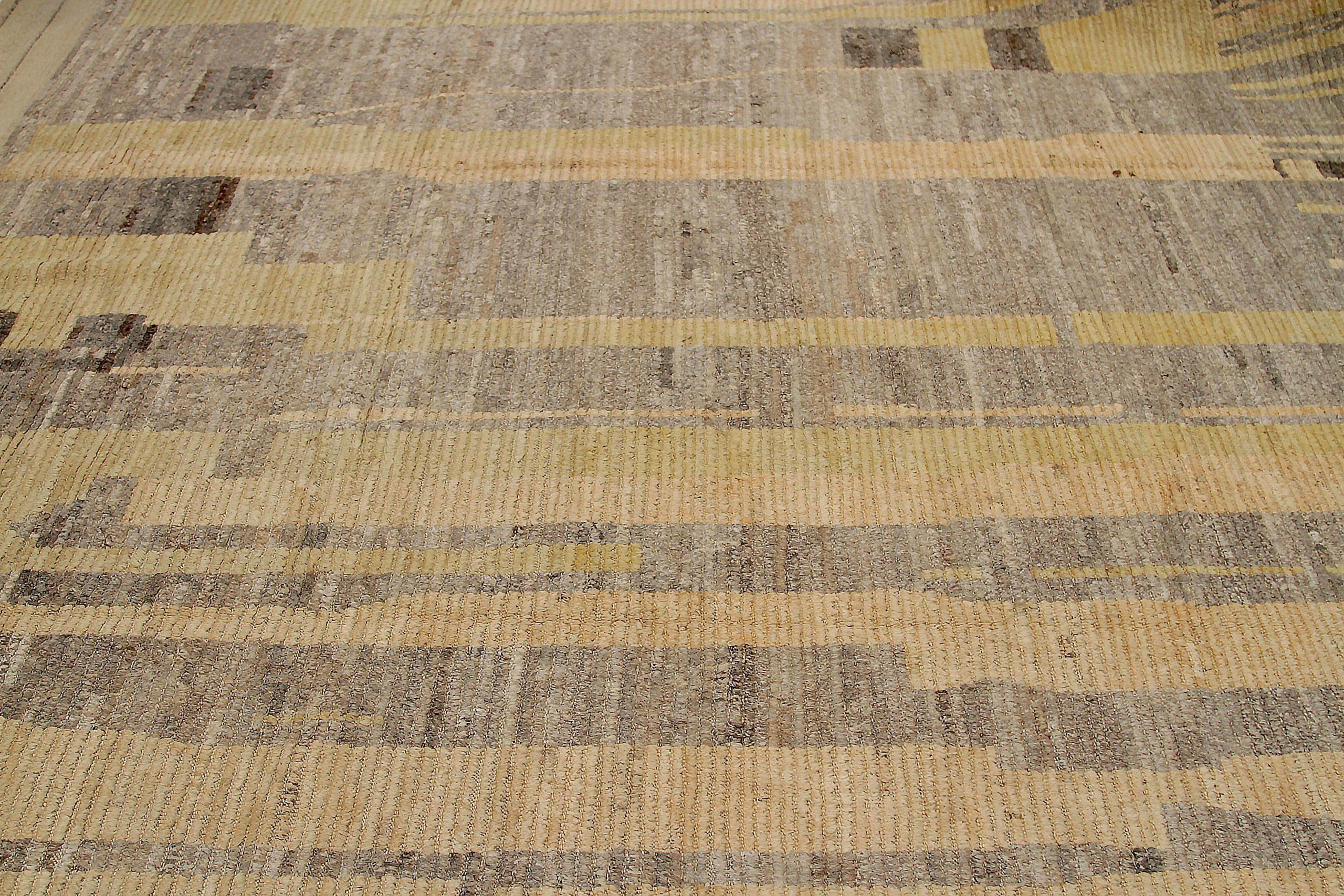 Tribal Afghanistan Moroccan Area Rugs Circa 1990 - Wool Brown Yellow Design - 92210 For Sale